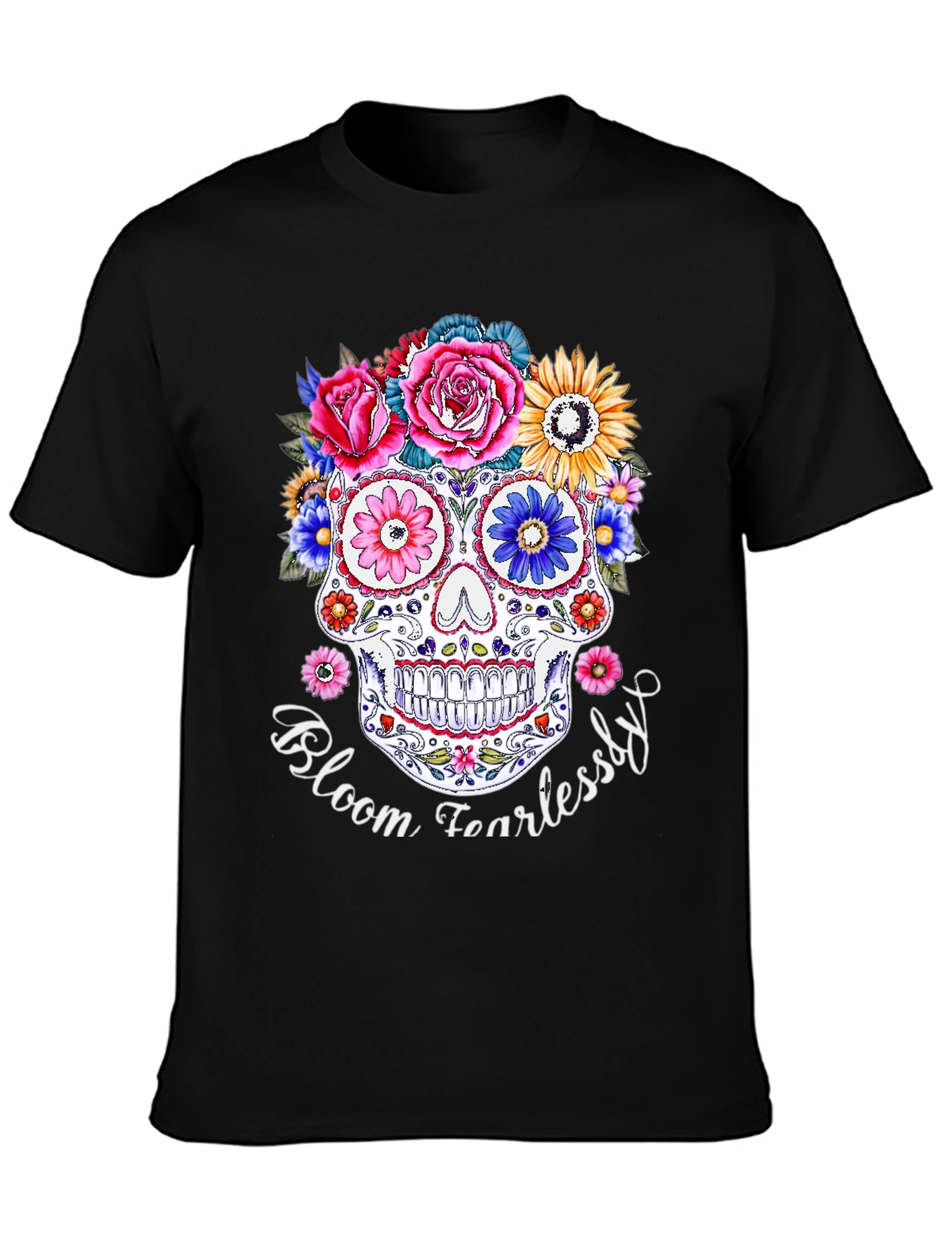 Floral Skull Graphic T-Shirt