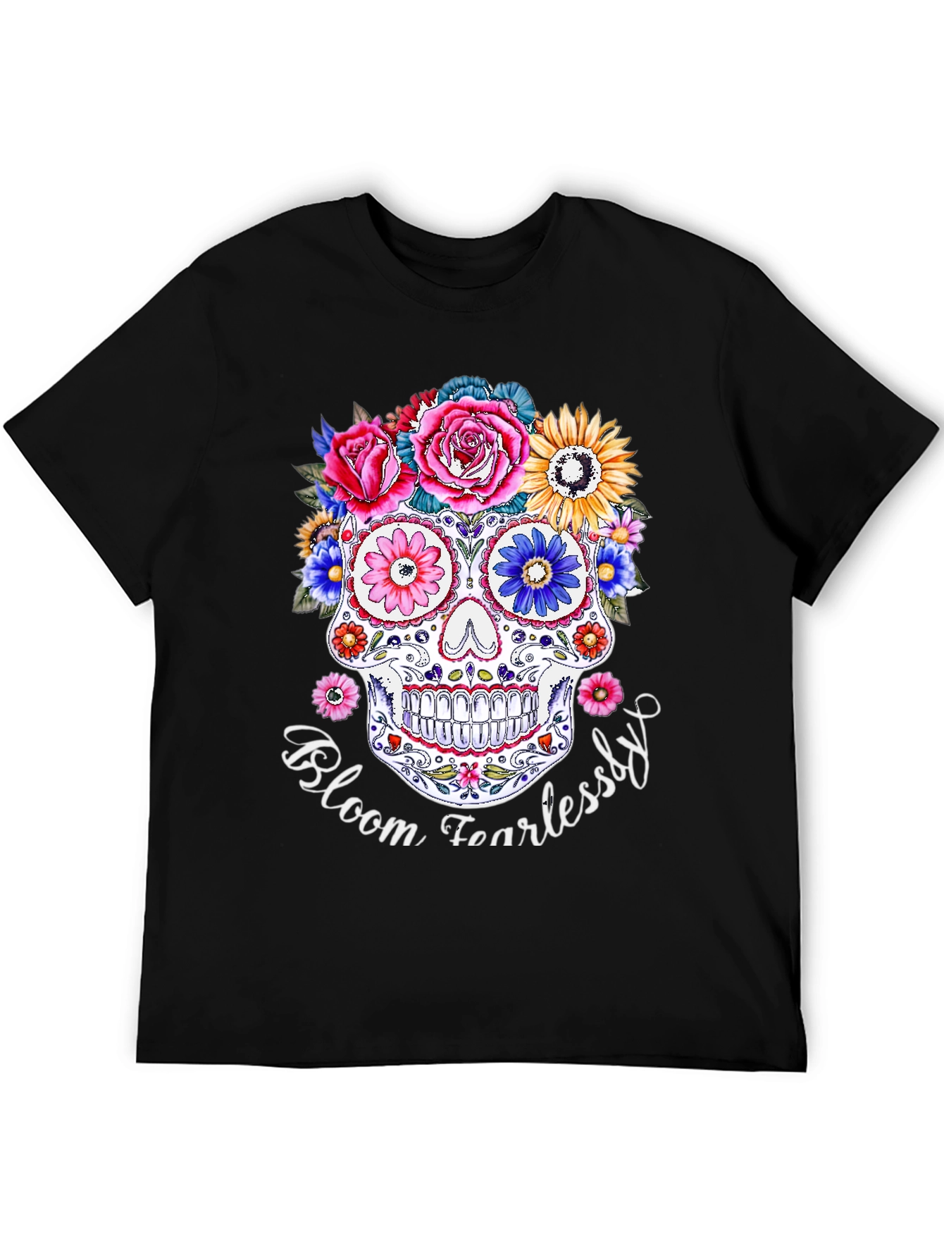 Floral Skull Graphic T-Shirt