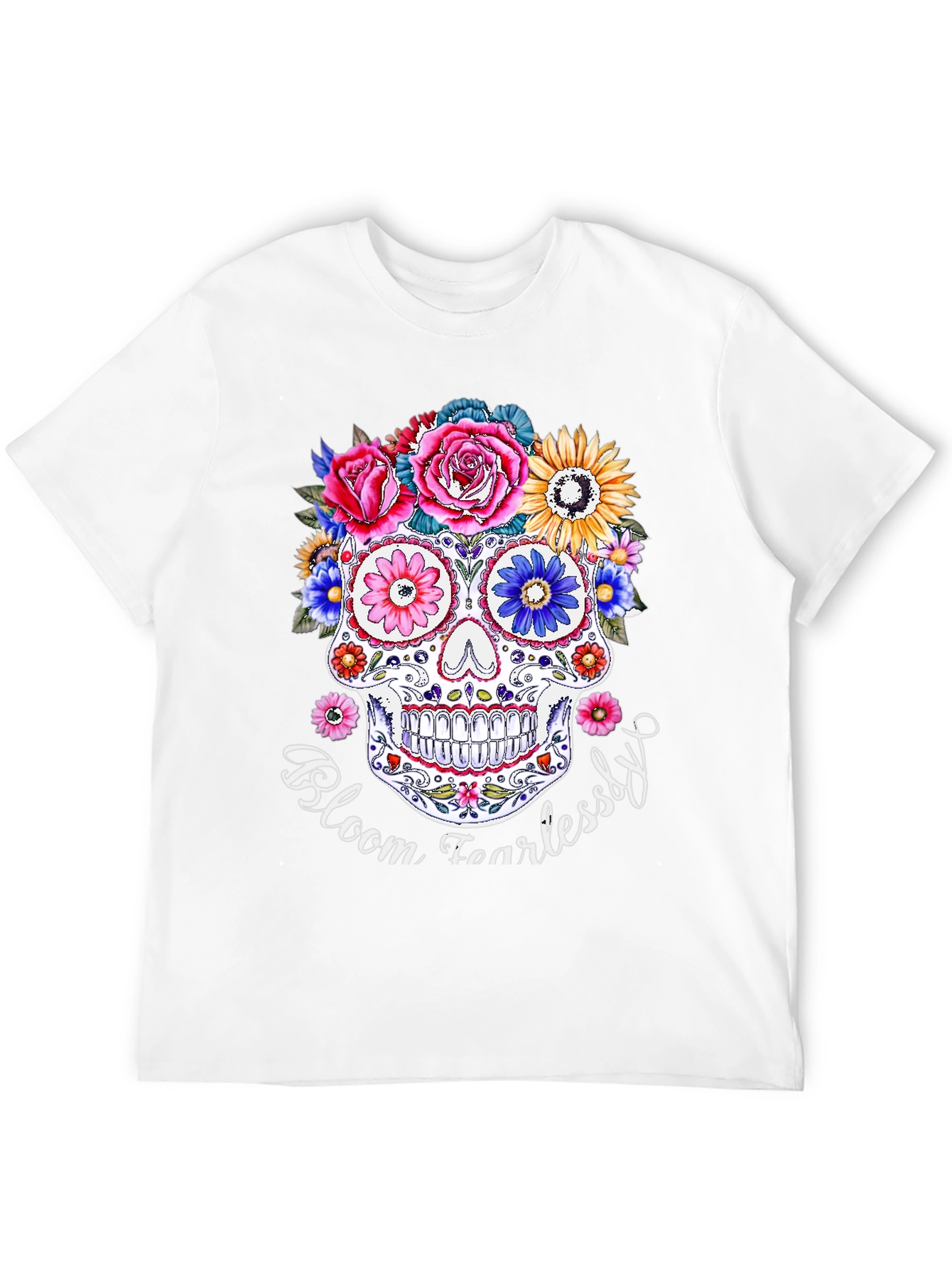 Floral Skull Graphic T-Shirt