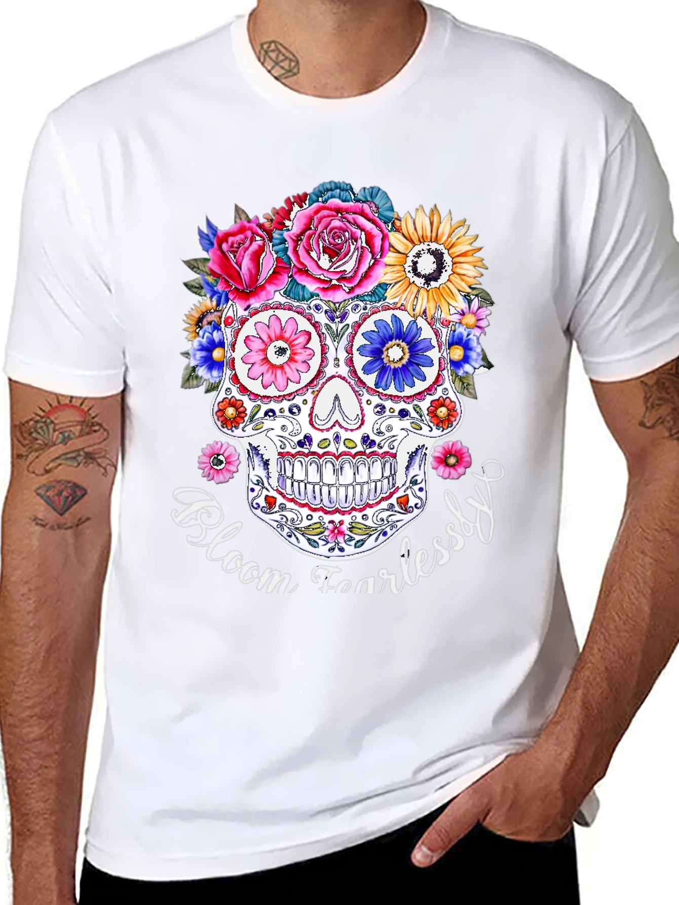 Floral Skull Graphic T-Shirt