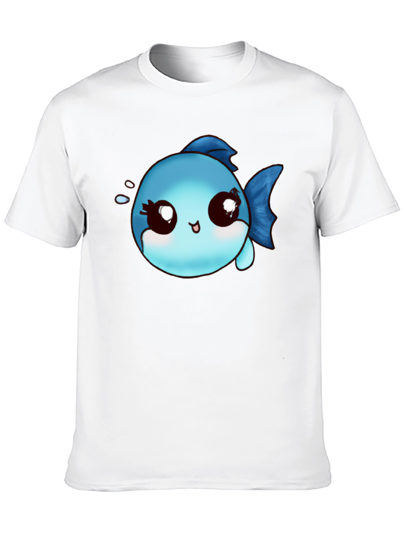Cute Cartoon Fish Graphic Black T-Shirt