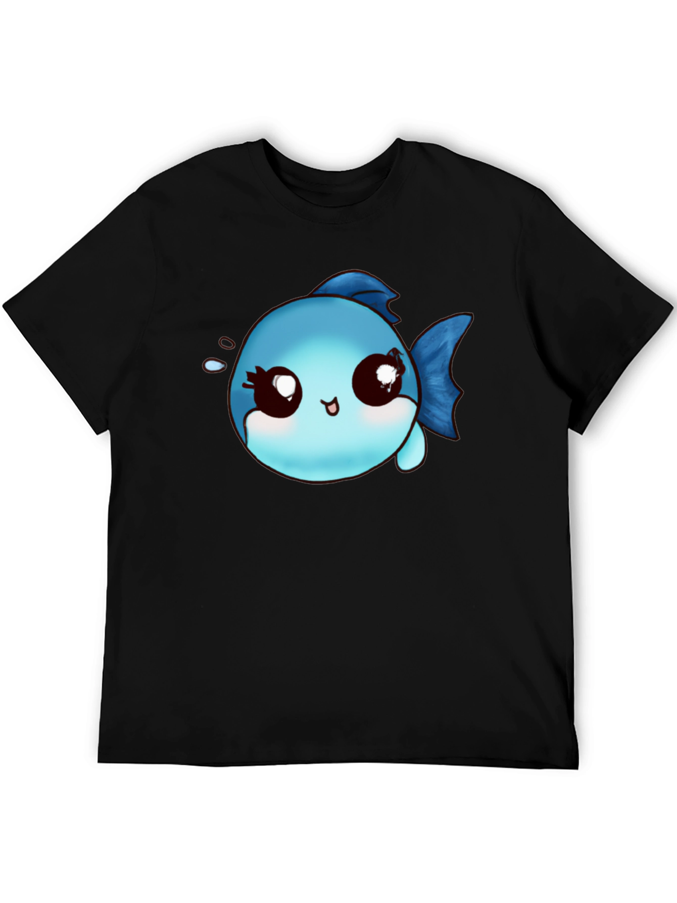 Cute Cartoon Fish Graphic Black T-Shirt