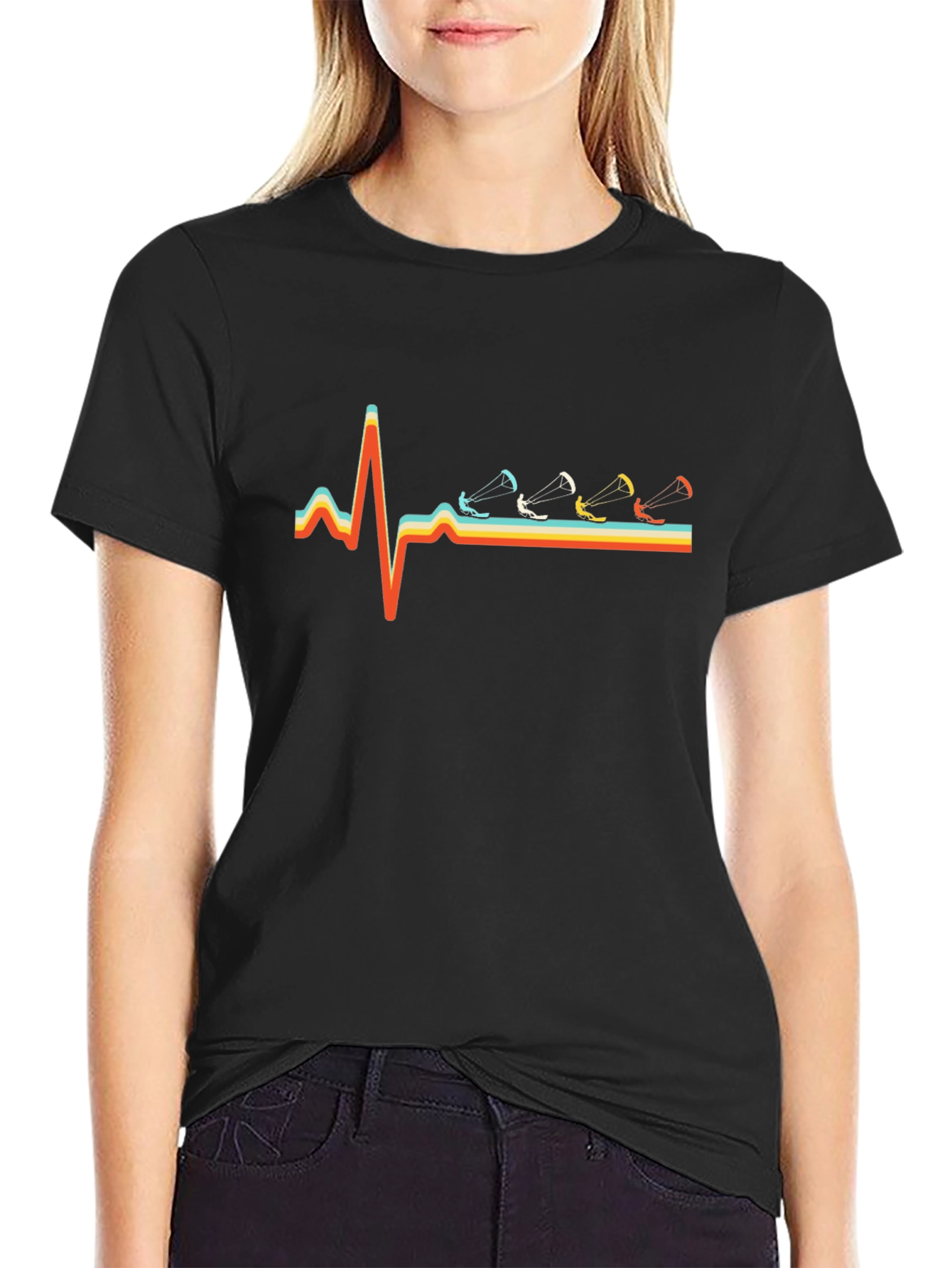 Kitesurfing Heartbeat T-Shirt - Black