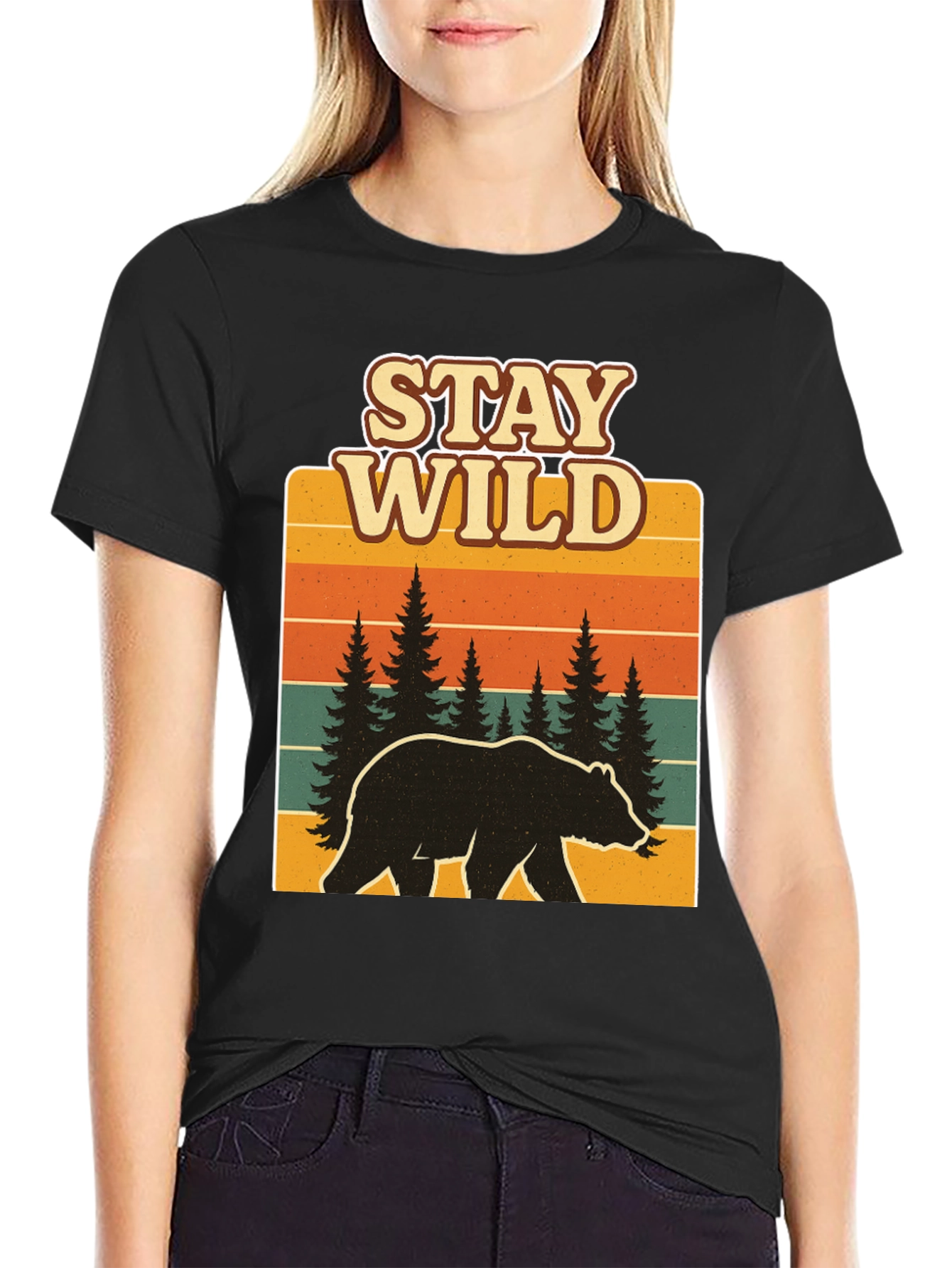 Stay Wild Bear Graphic Tee - Black