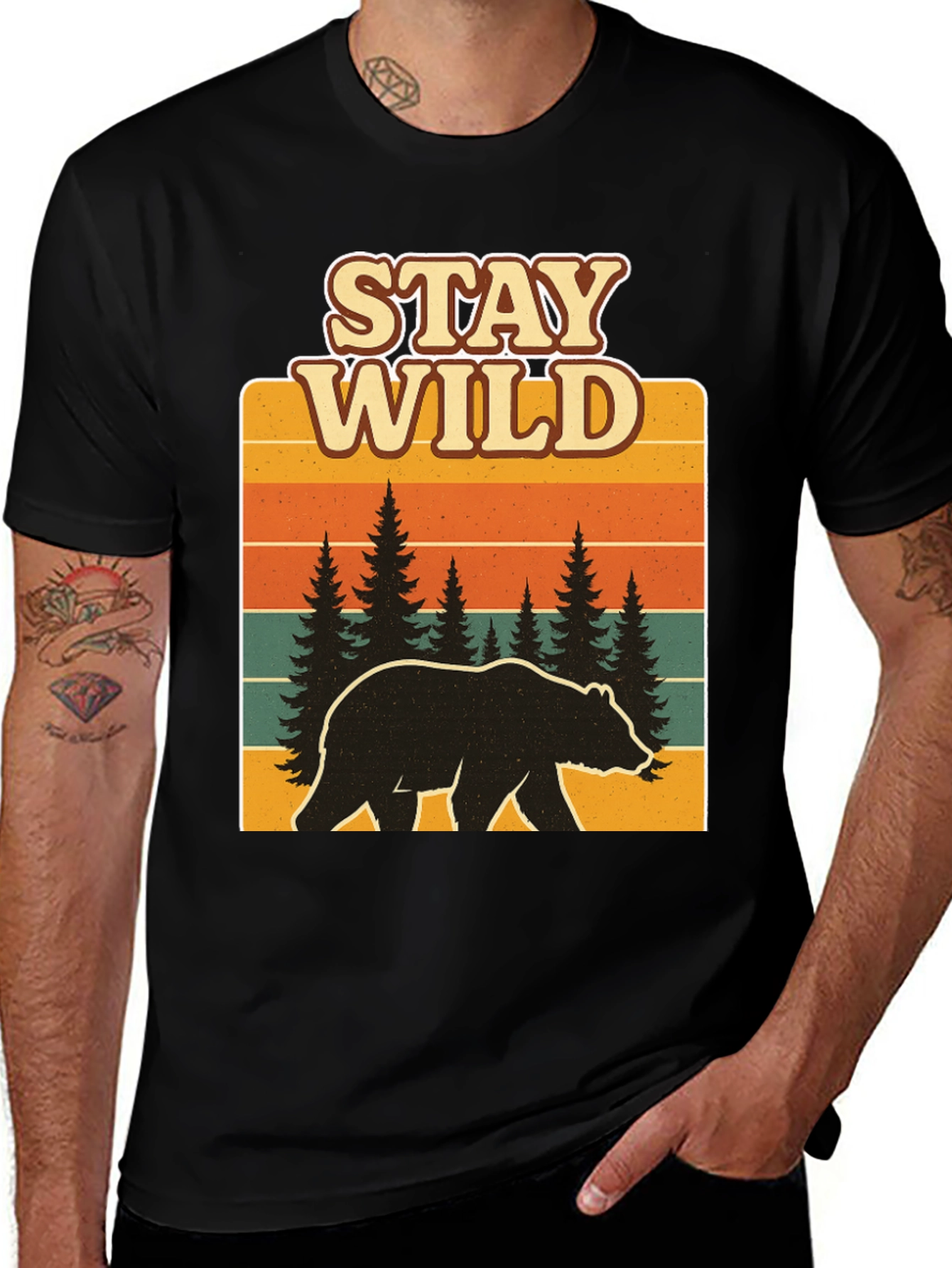 Stay Wild Bear Graphic Tee - Black