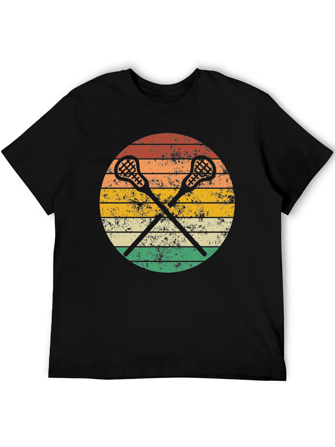 Lacrosse Sticks Retro Style Black T-Shirt