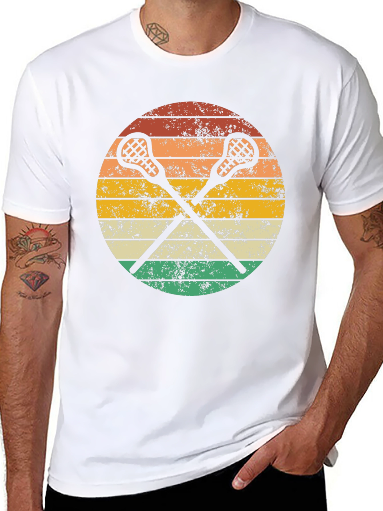 Lacrosse Sticks Retro Style Black T-Shirt