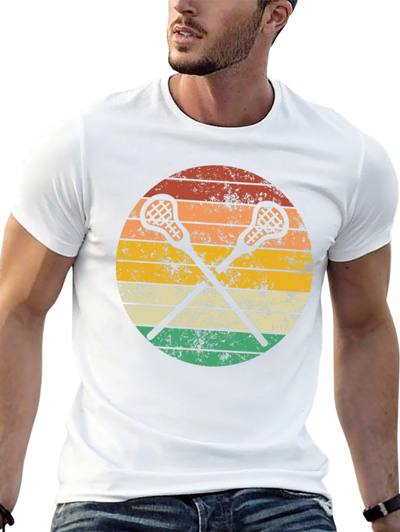Lacrosse Sticks Retro Style Black T-Shirt