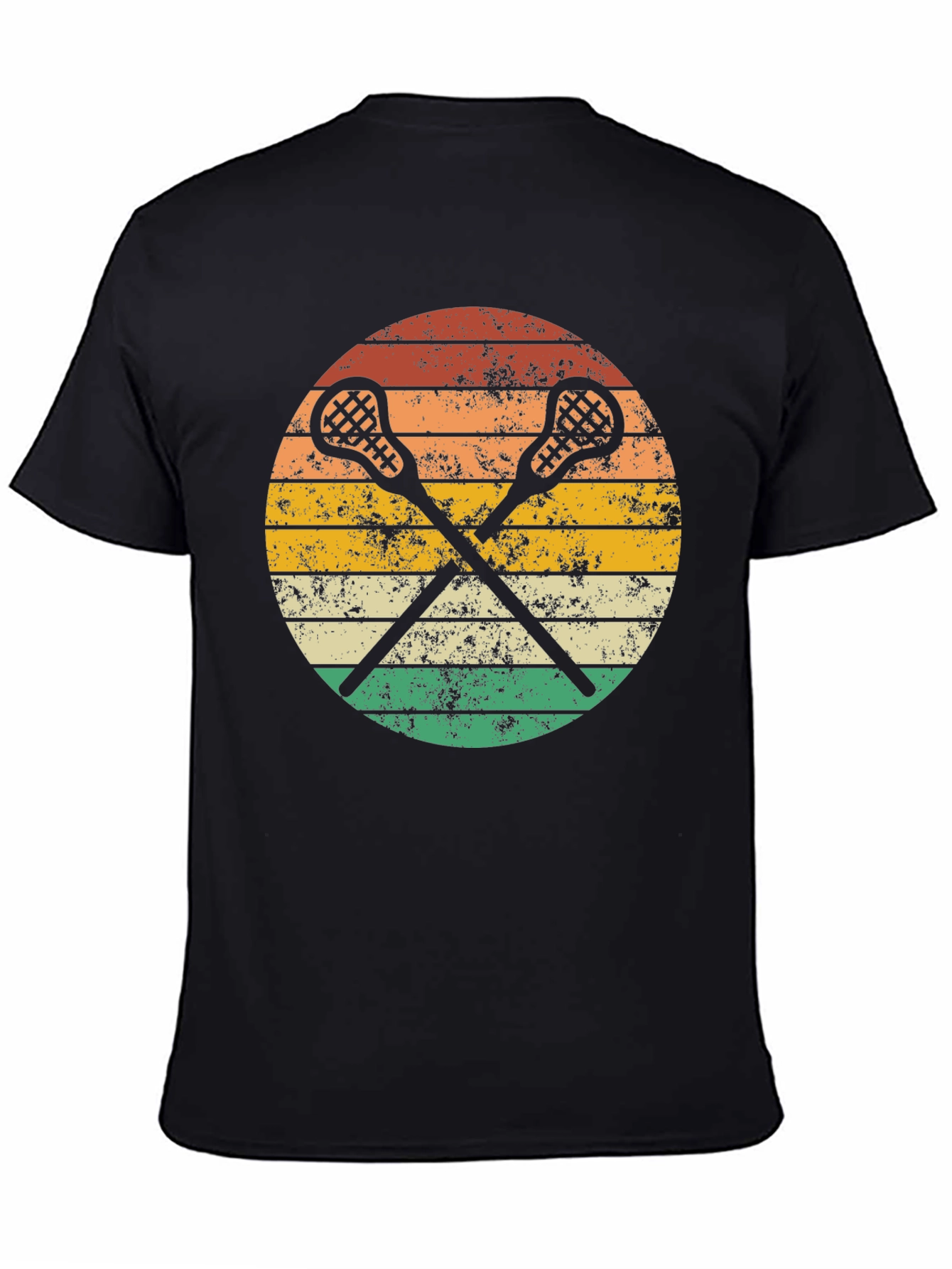Lacrosse Sticks Retro Style Black T-Shirt