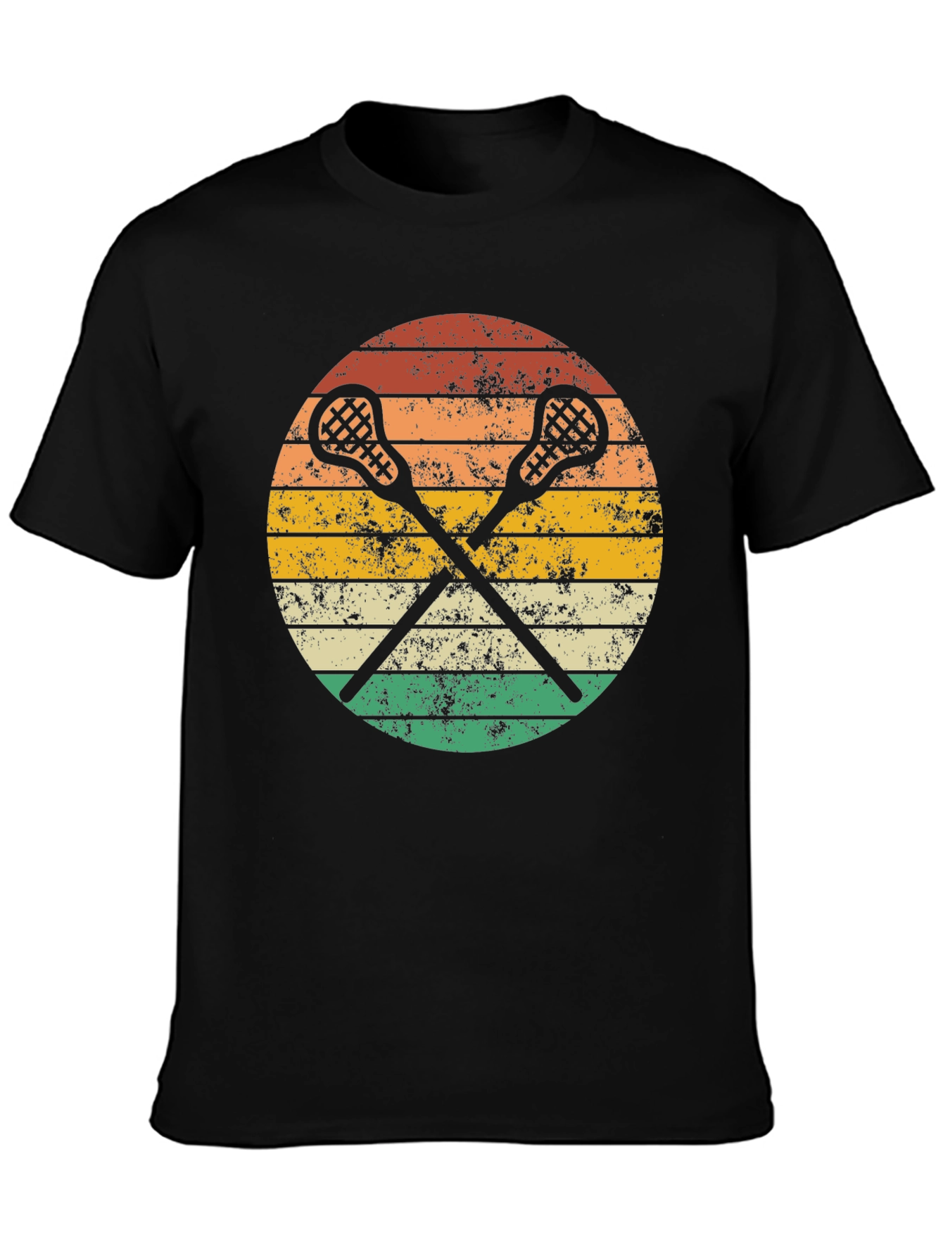 Lacrosse Sticks Retro Style Black T-Shirt