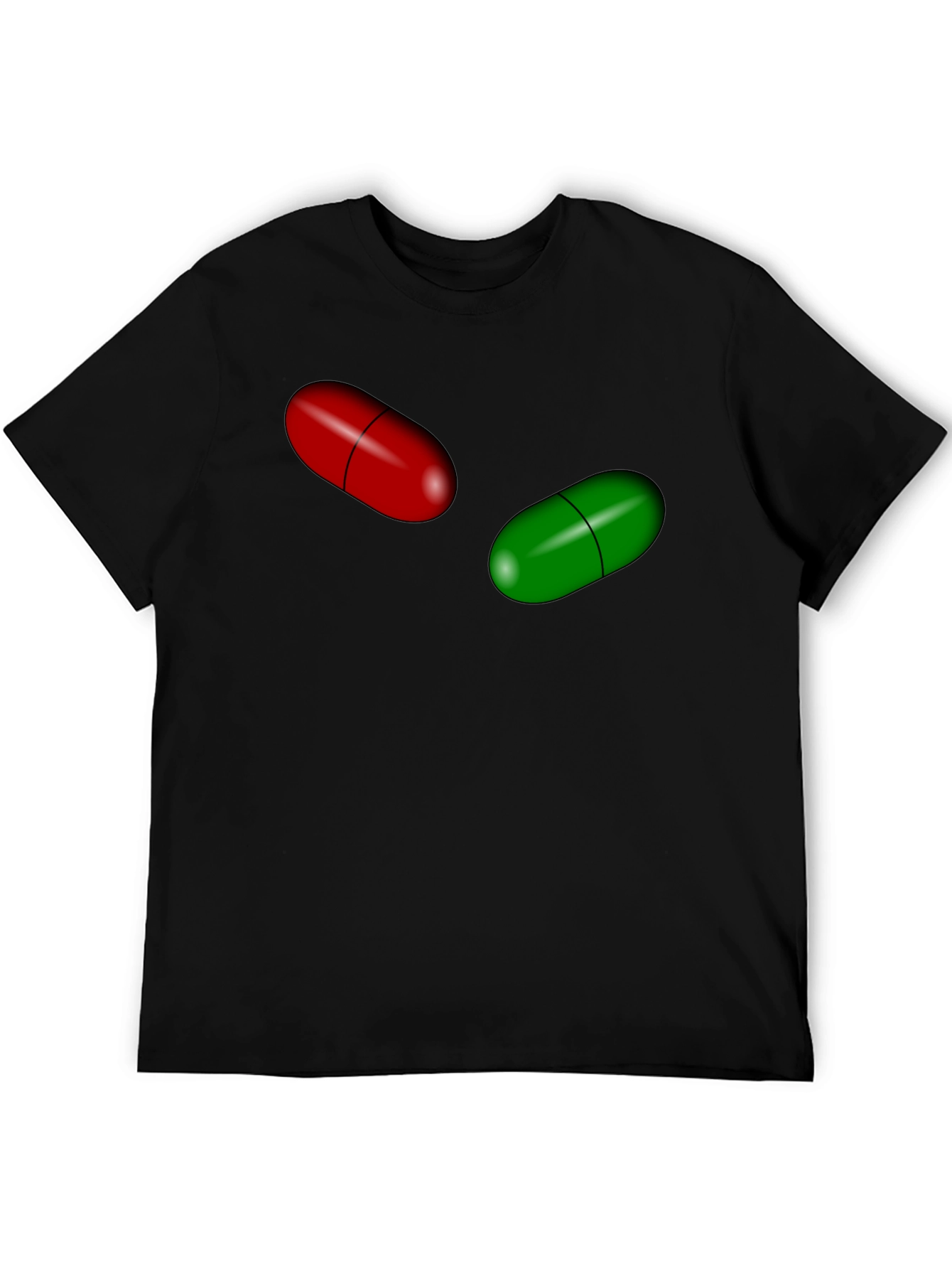 Pill Design Black Cotton T-Shirt