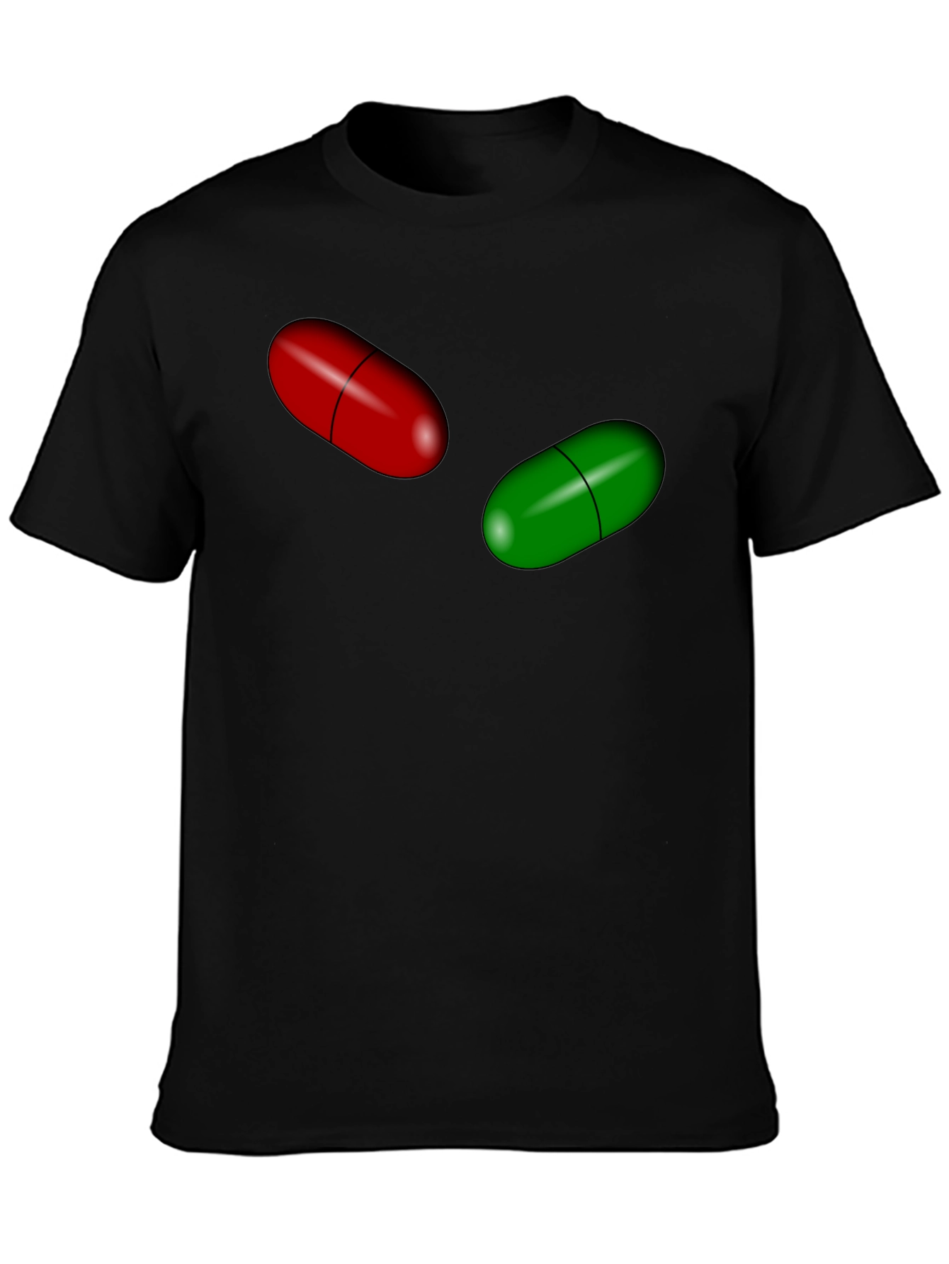 Pill Design Black Cotton T-Shirt