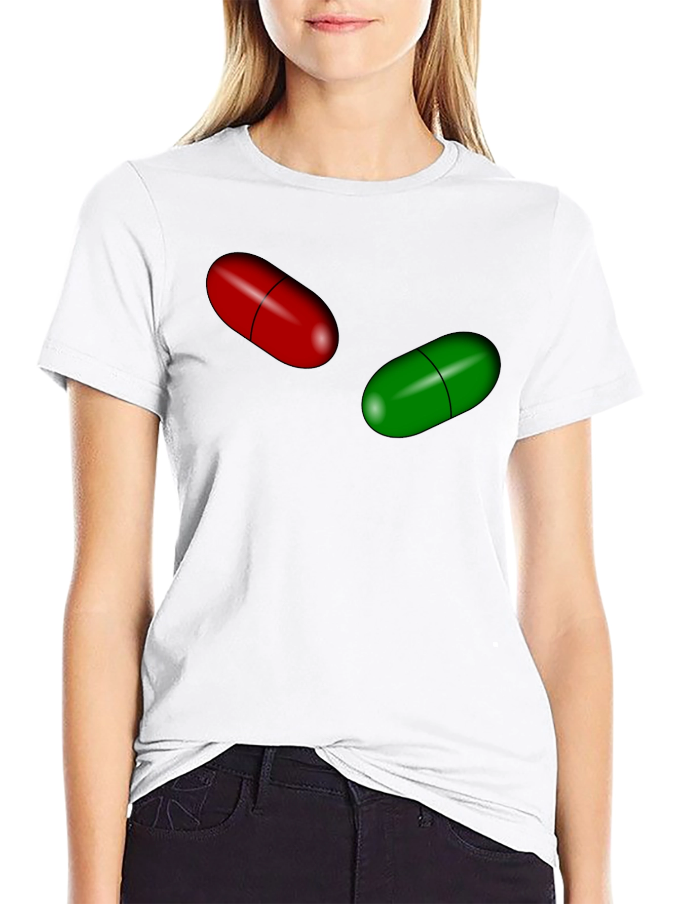 Pill Design Black Cotton T-Shirt