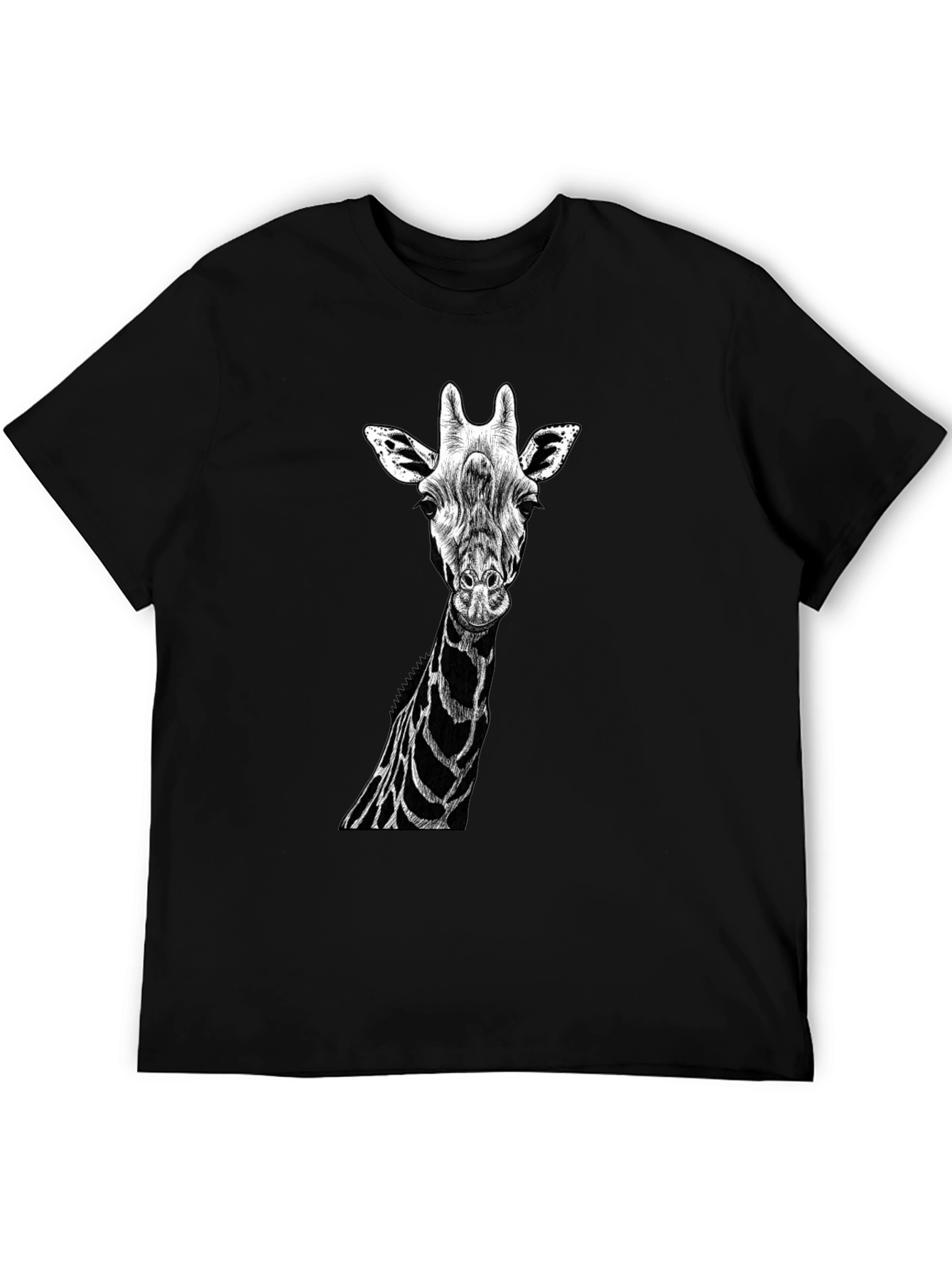 Giraffe Graphic Tee - Black Cotton T-Shirt
