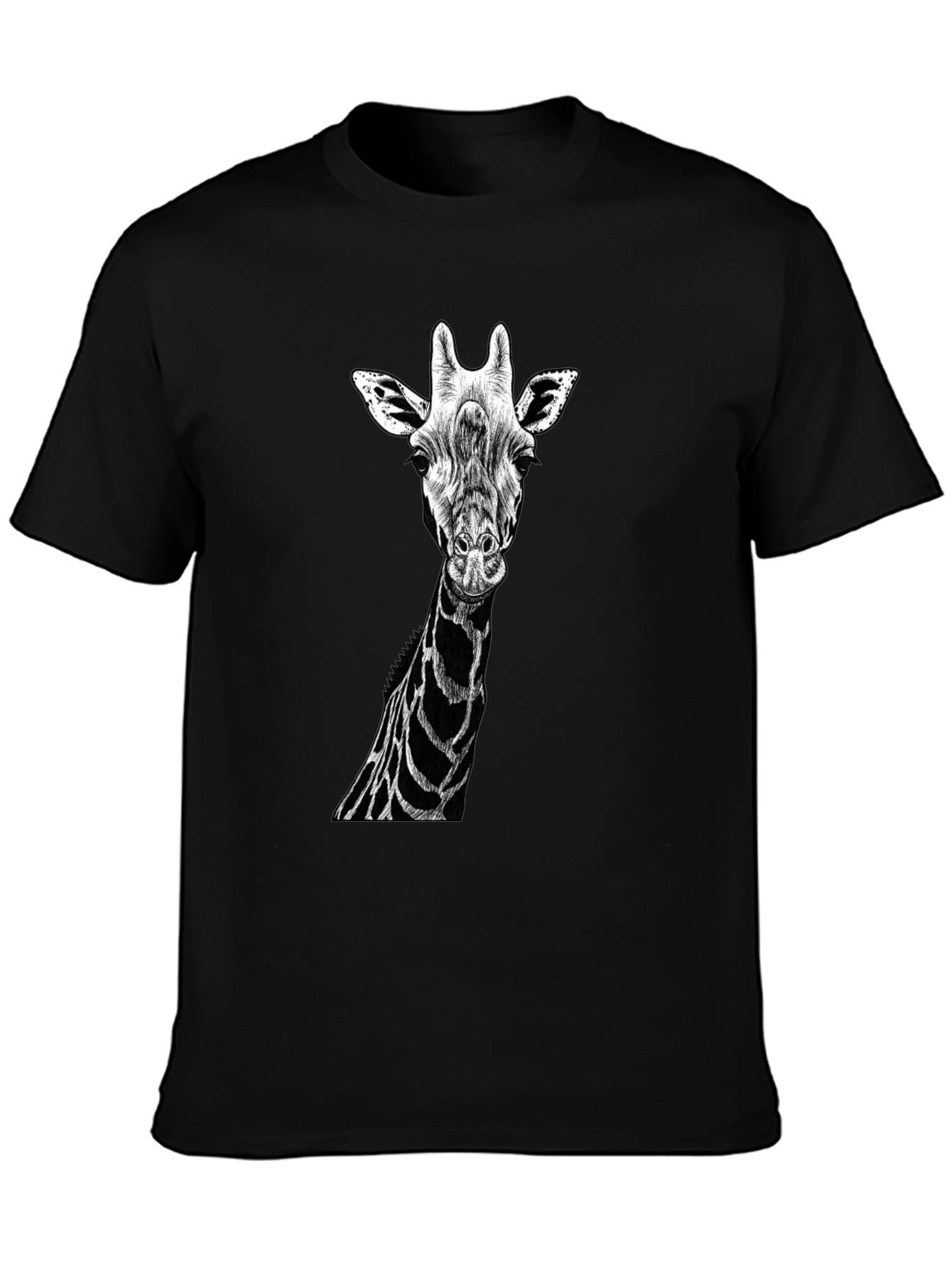 Giraffe Graphic Tee - Black Cotton T-Shirt
