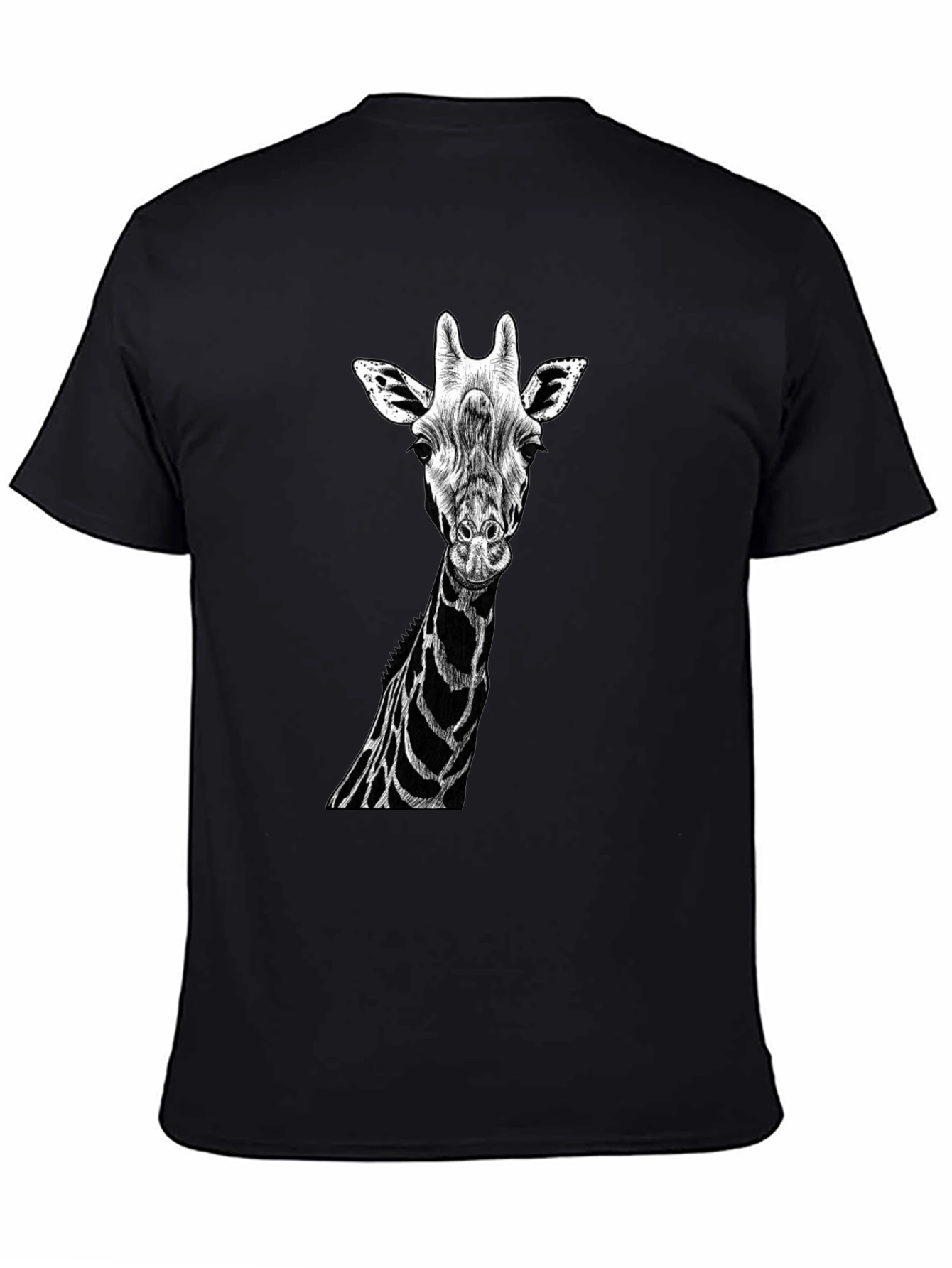 Giraffe Graphic Tee - Black Cotton T-Shirt
