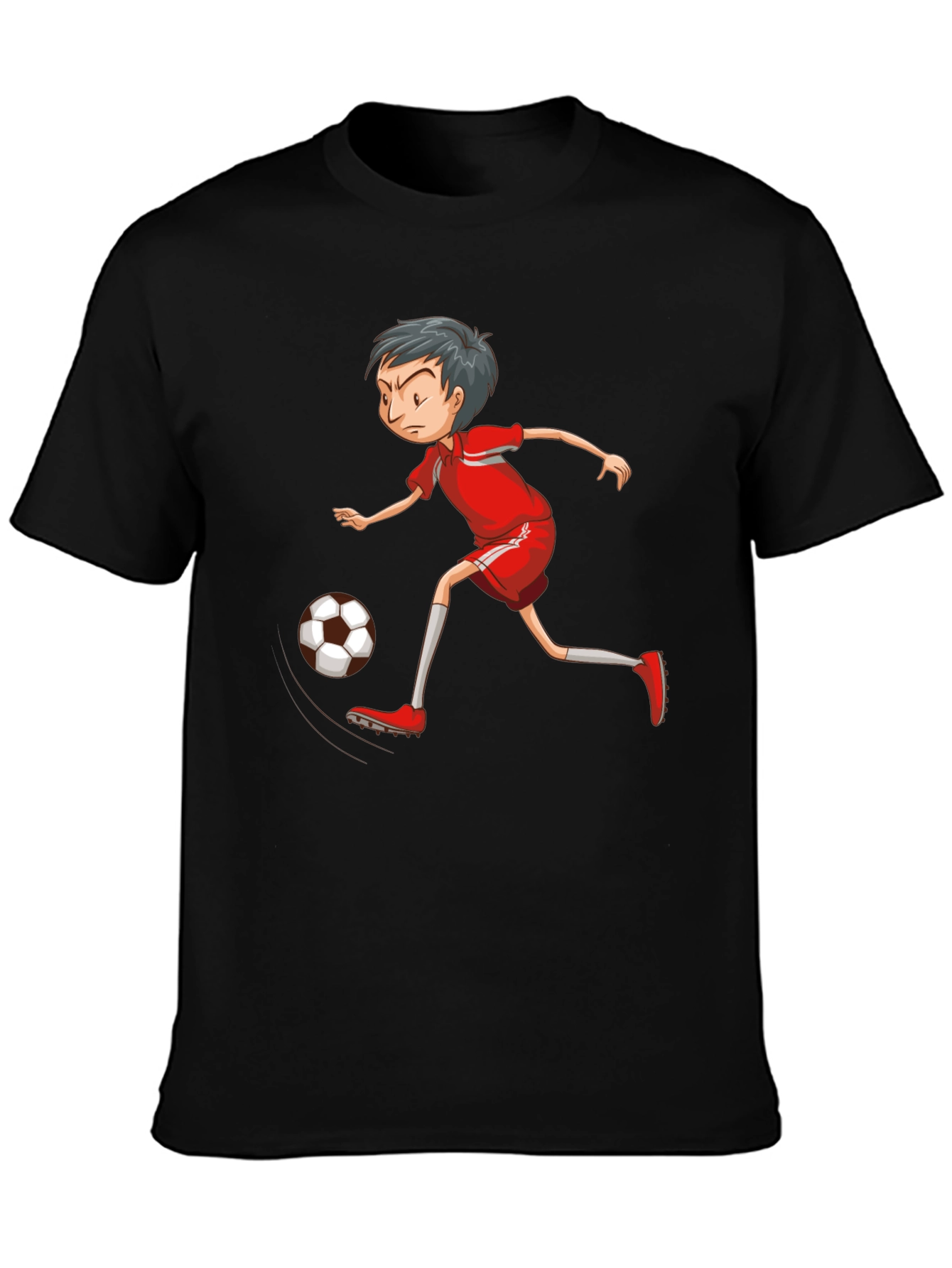 Soccer Player Graphic T-Shirt - Black Cotton Tee