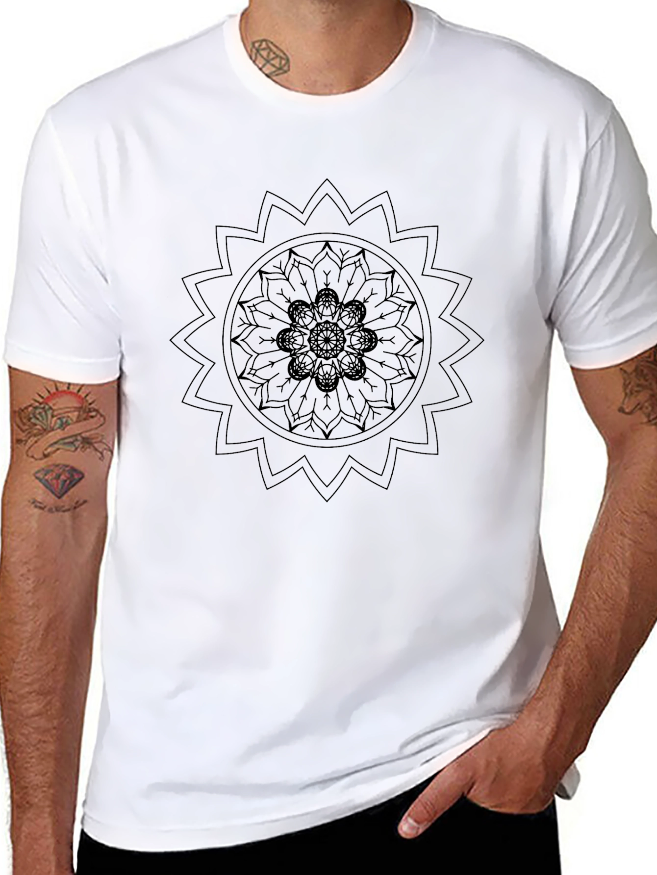 Black Mandala Graphic Tee - Stylish Comfort