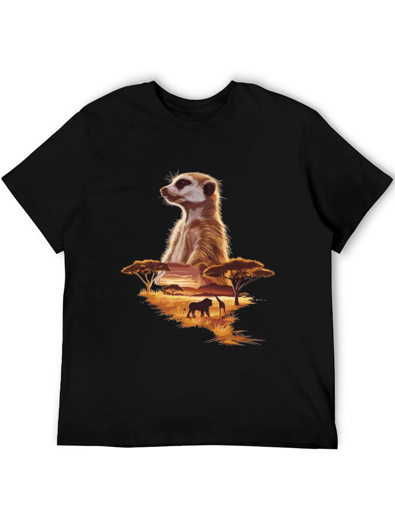 Meerkat Safari Graphic Tee - Black Cotton T-Shirt