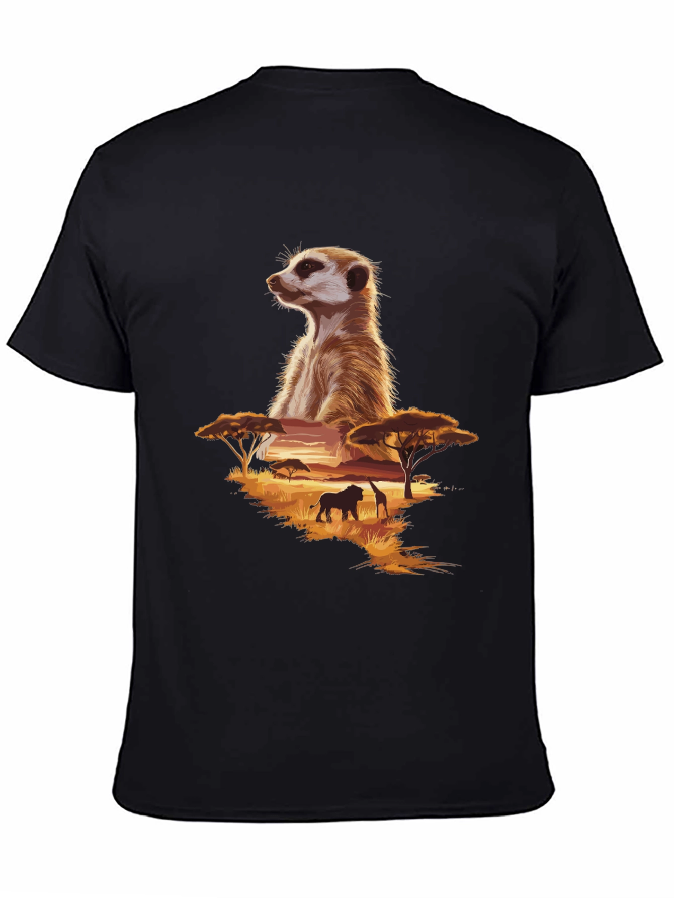 Meerkat Safari Graphic Tee - Black Cotton T-Shirt