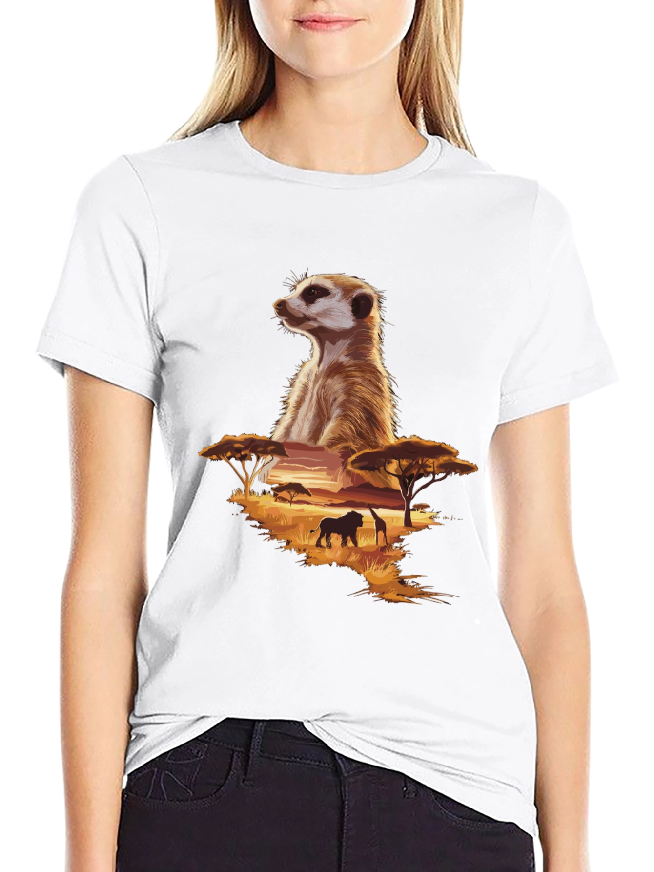 Meerkat Safari Graphic Tee - Black Cotton T-Shirt