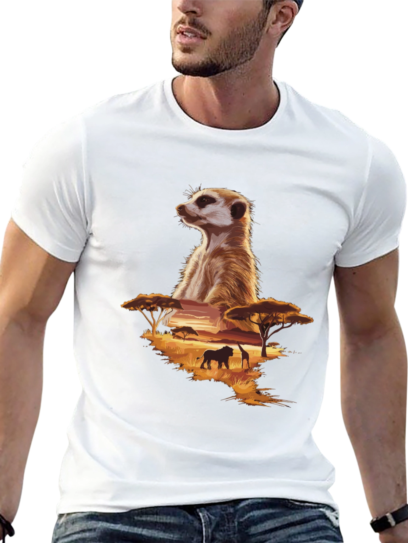Meerkat Safari Graphic Tee - Black Cotton T-Shirt