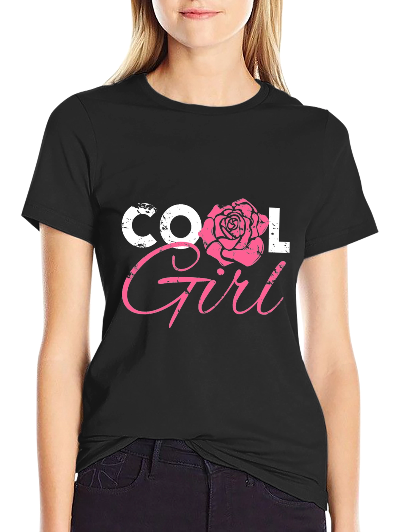 Cool Girl Rose Graphic Tee - Trendy Fashion
