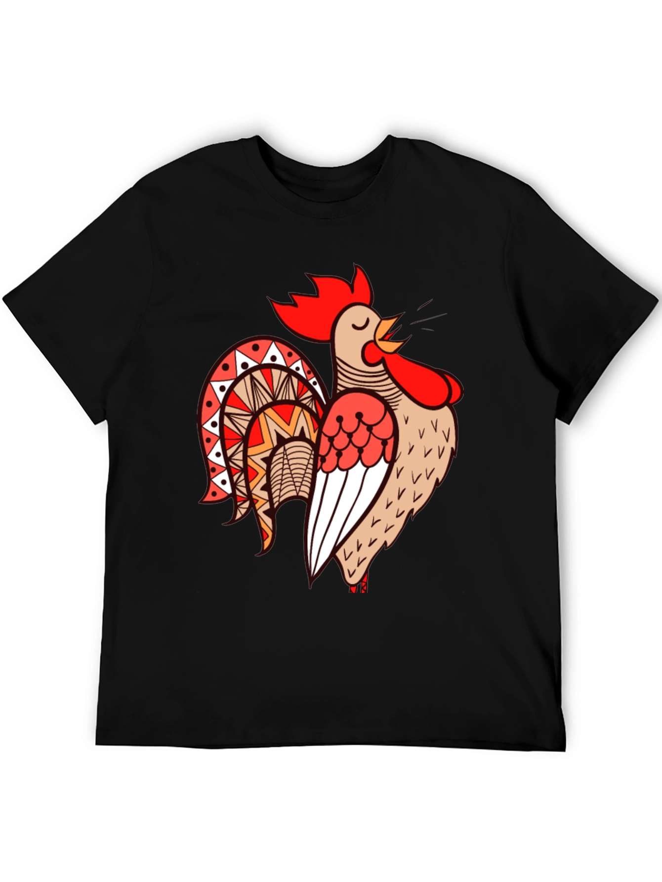 Rooster Graphic Tee - Black Cotton T-Shirt