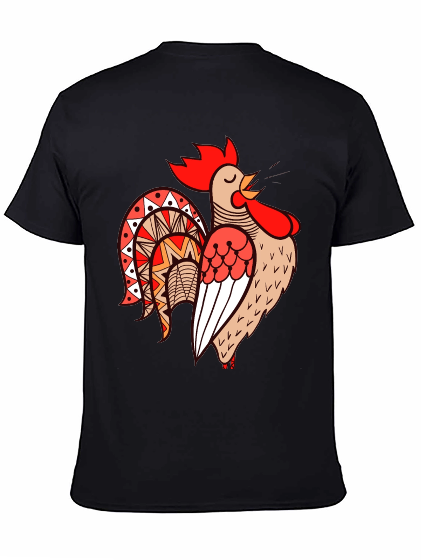 Rooster Graphic Tee - Black Cotton T-Shirt
