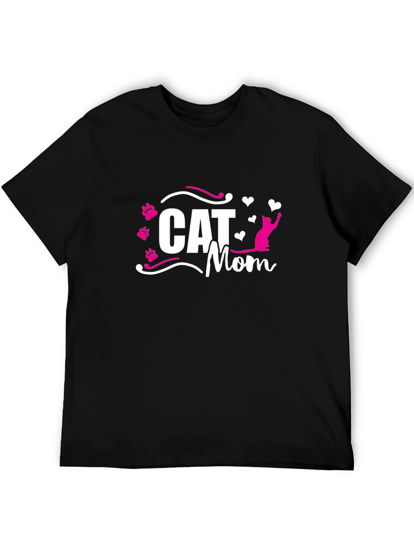 Cat Mom Black T-Shirt - Cute Cat Lover Gift