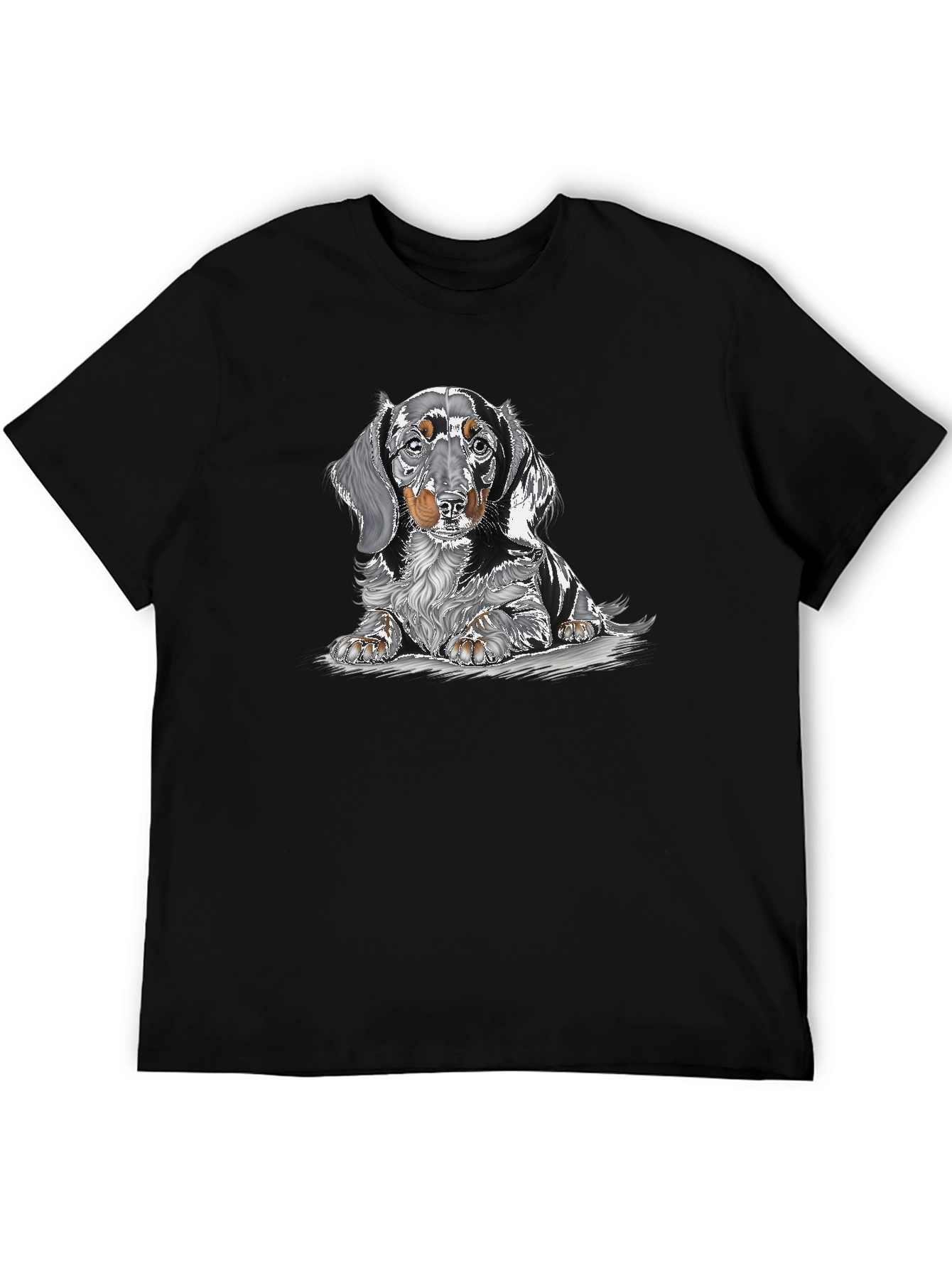 Dachshund Dog Graphic Print Black T-Shirt