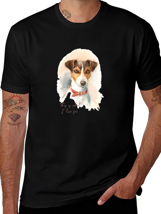 Dog Watercolor Print Black T-Shirt