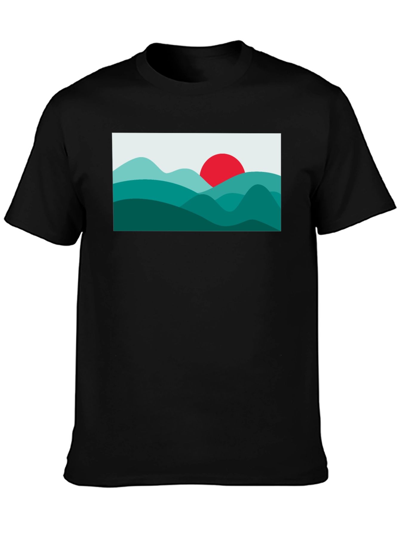 Abstract Mountain Sunset Graphic Tee - Black