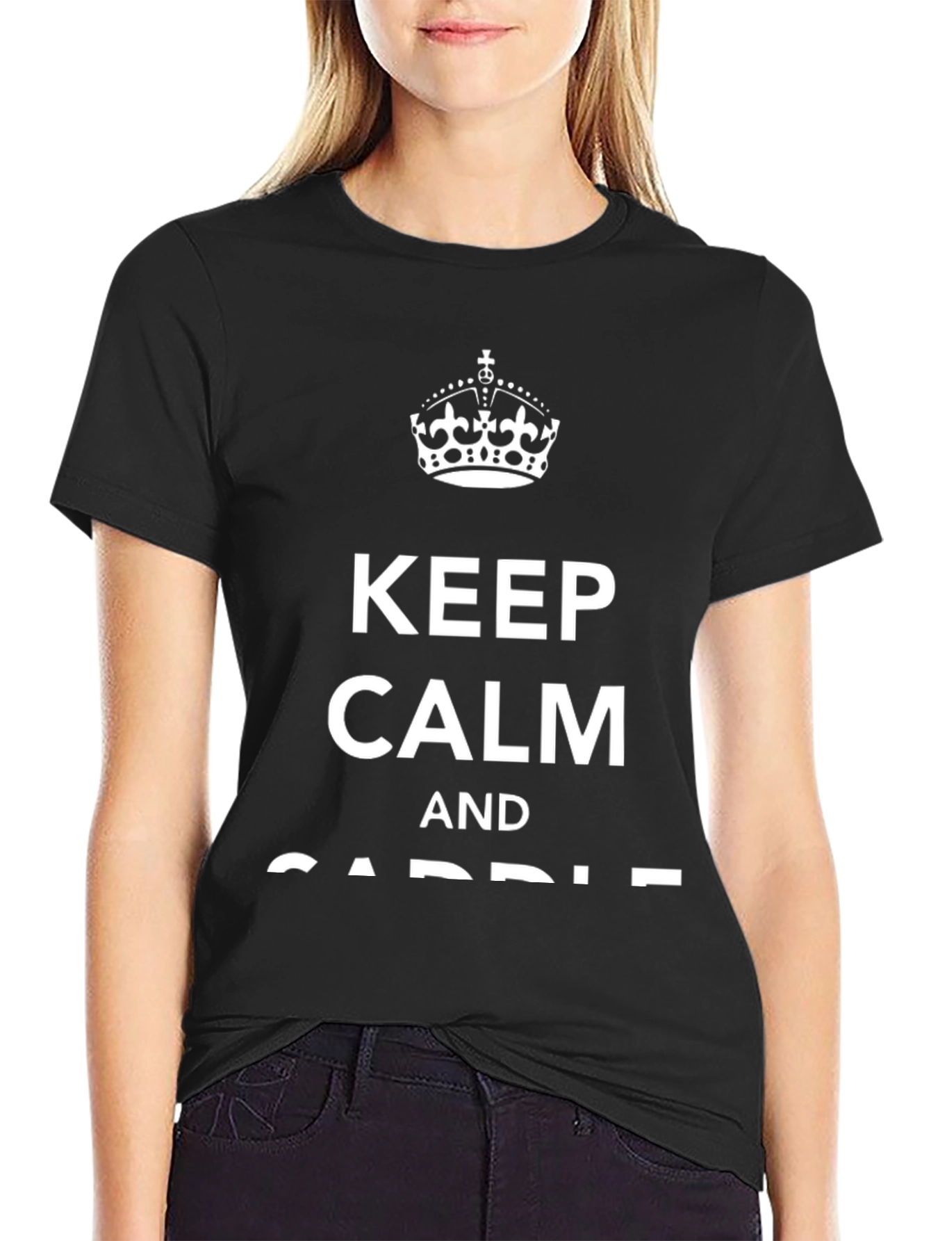 Keep Calm and Saddle On Black Graphic Tee