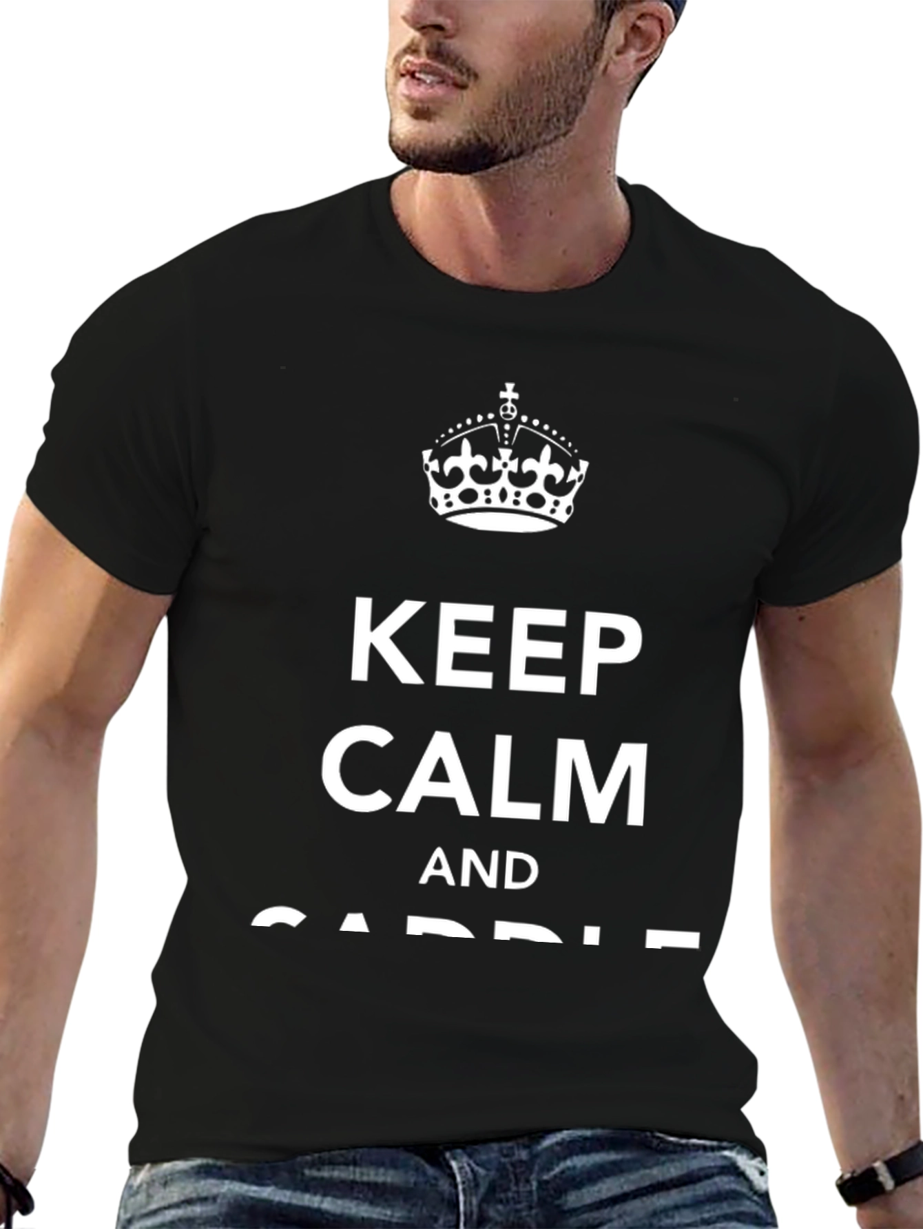 Keep Calm and Saddle On Black Graphic Tee
