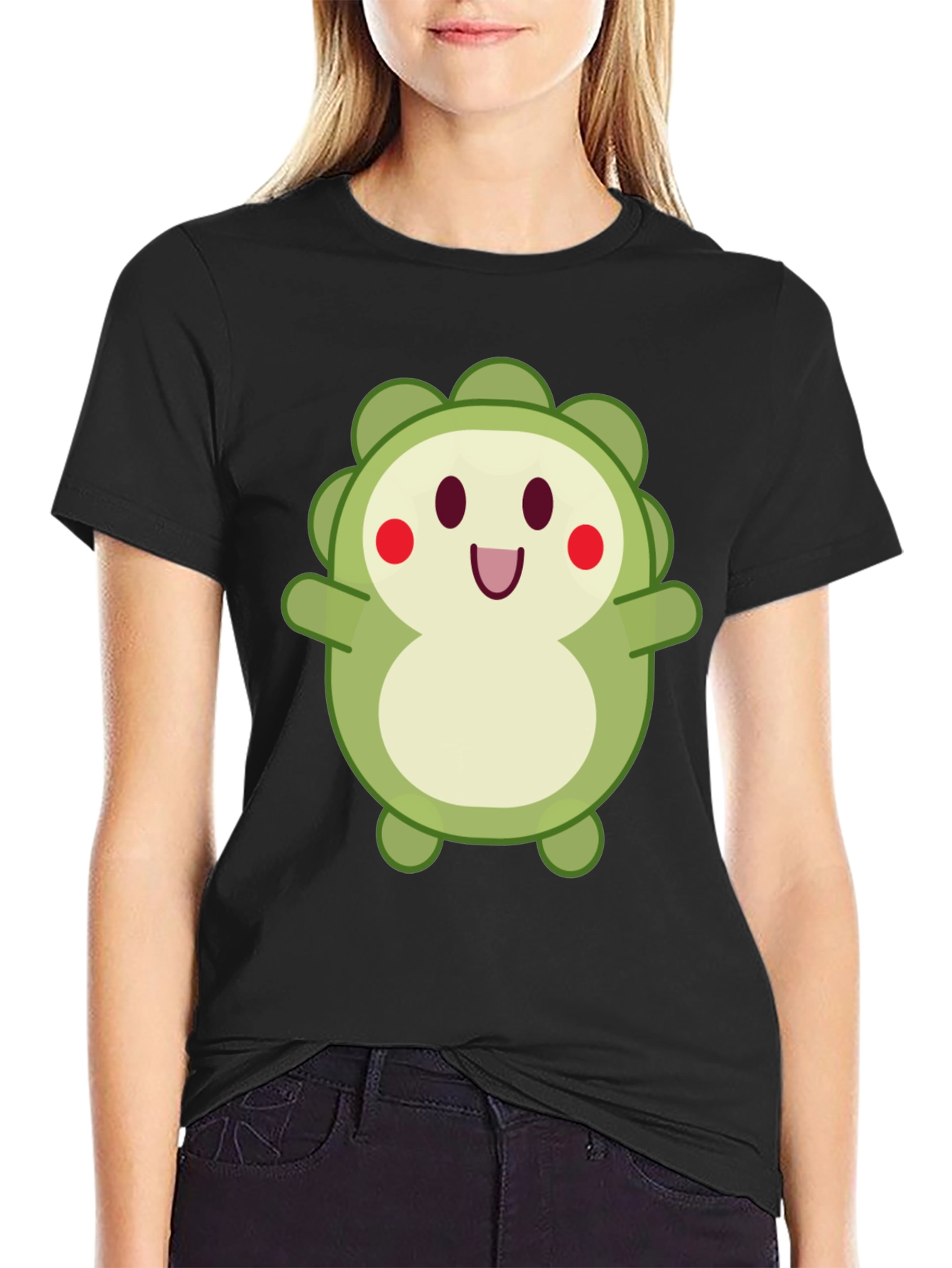 Cute Cartoon Character T-Shirt - Black