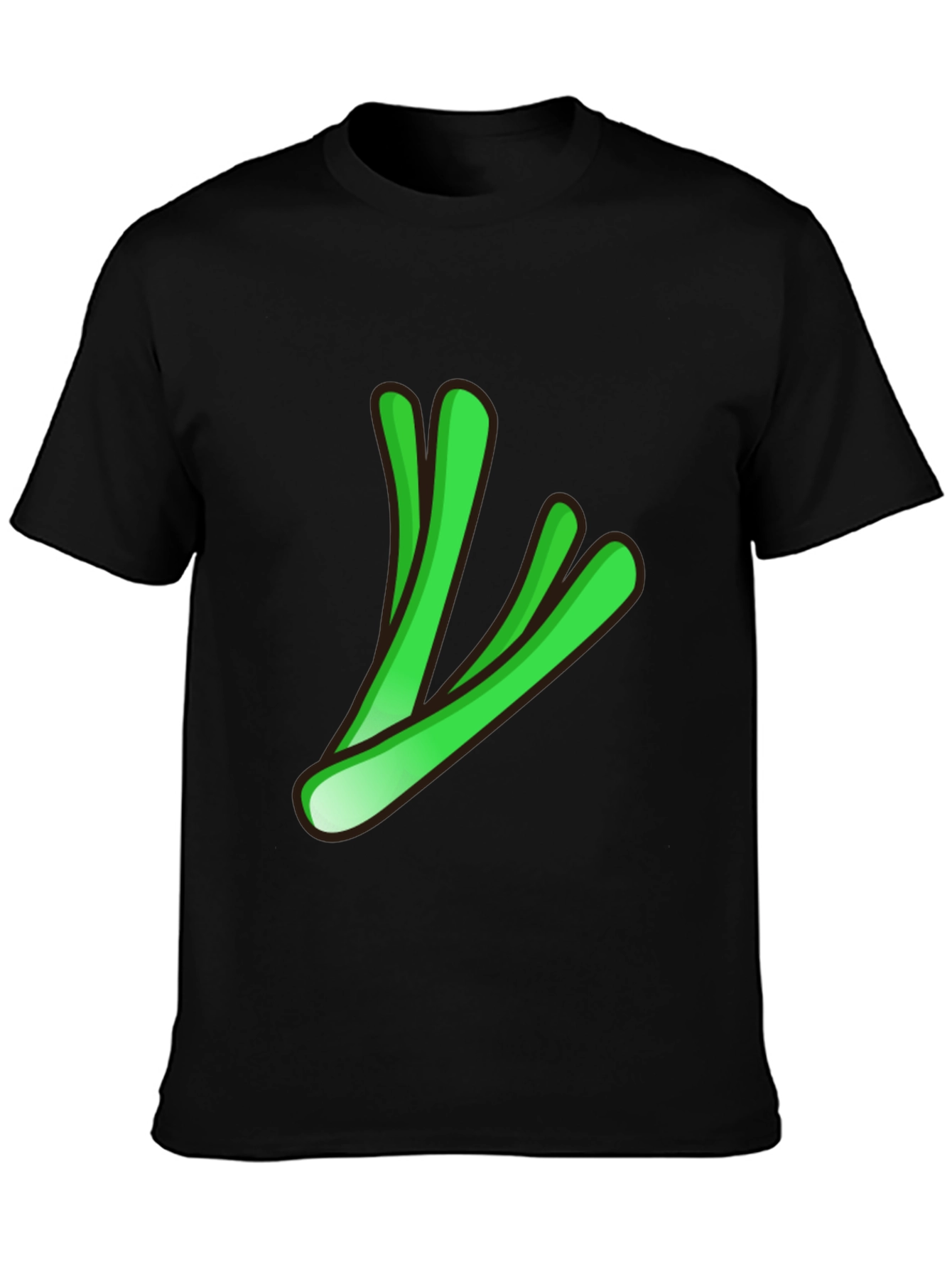 Cool Green Stalks Graphic Black T-Shirt