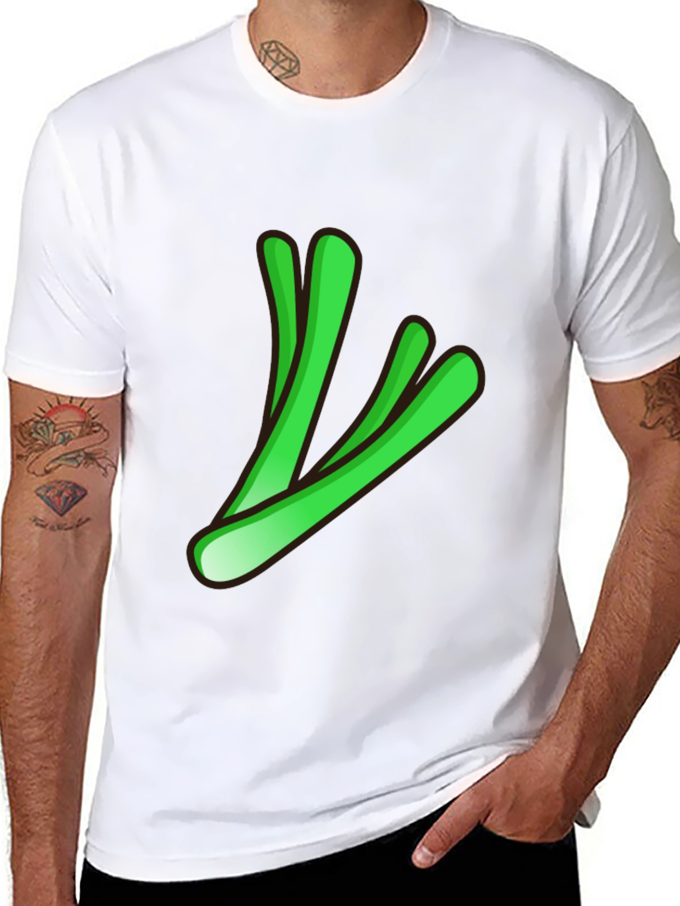 Cool Green Stalks Graphic Black T-Shirt