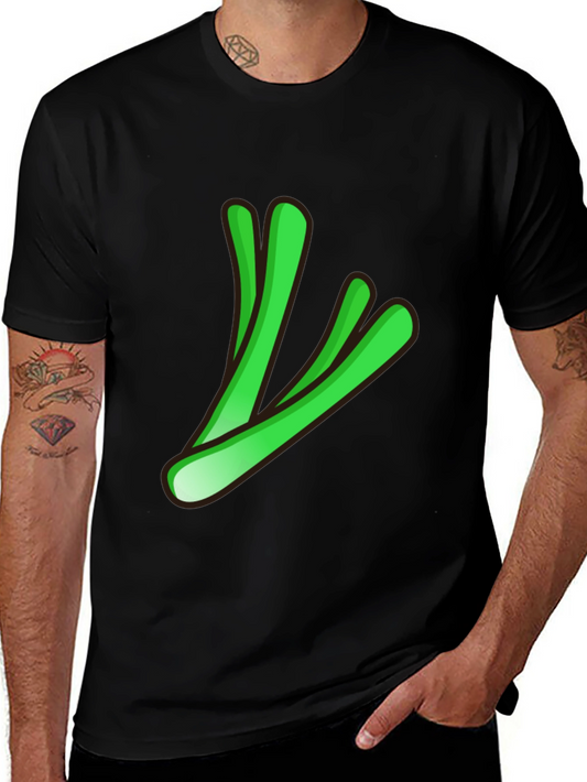 Cool Green Stalks Graphic Black T-Shirt