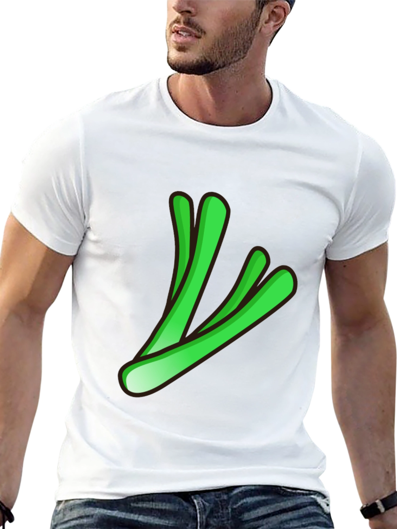 Cool Green Stalks Graphic Black T-Shirt