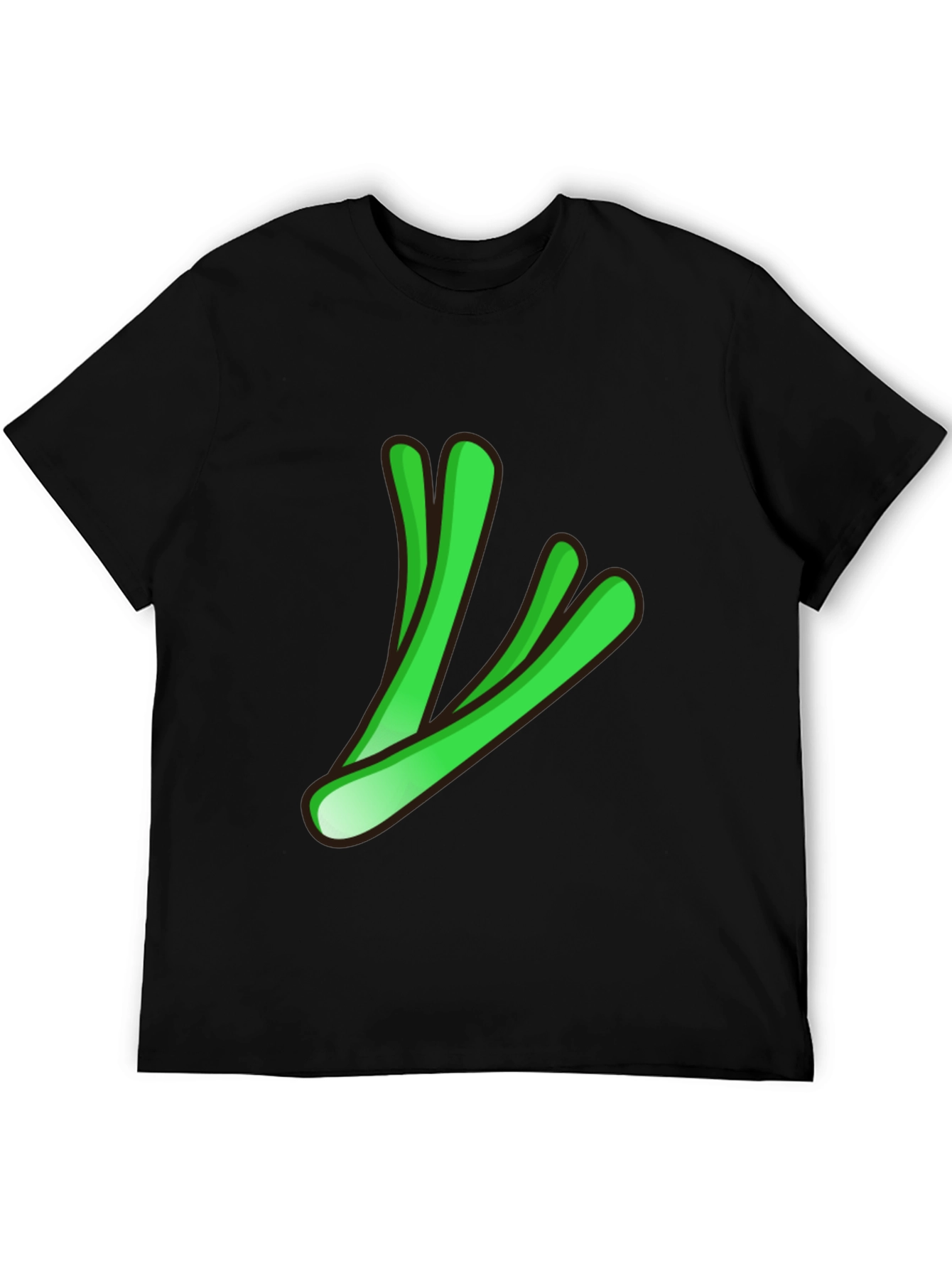 Cool Green Stalks Graphic Black T-Shirt