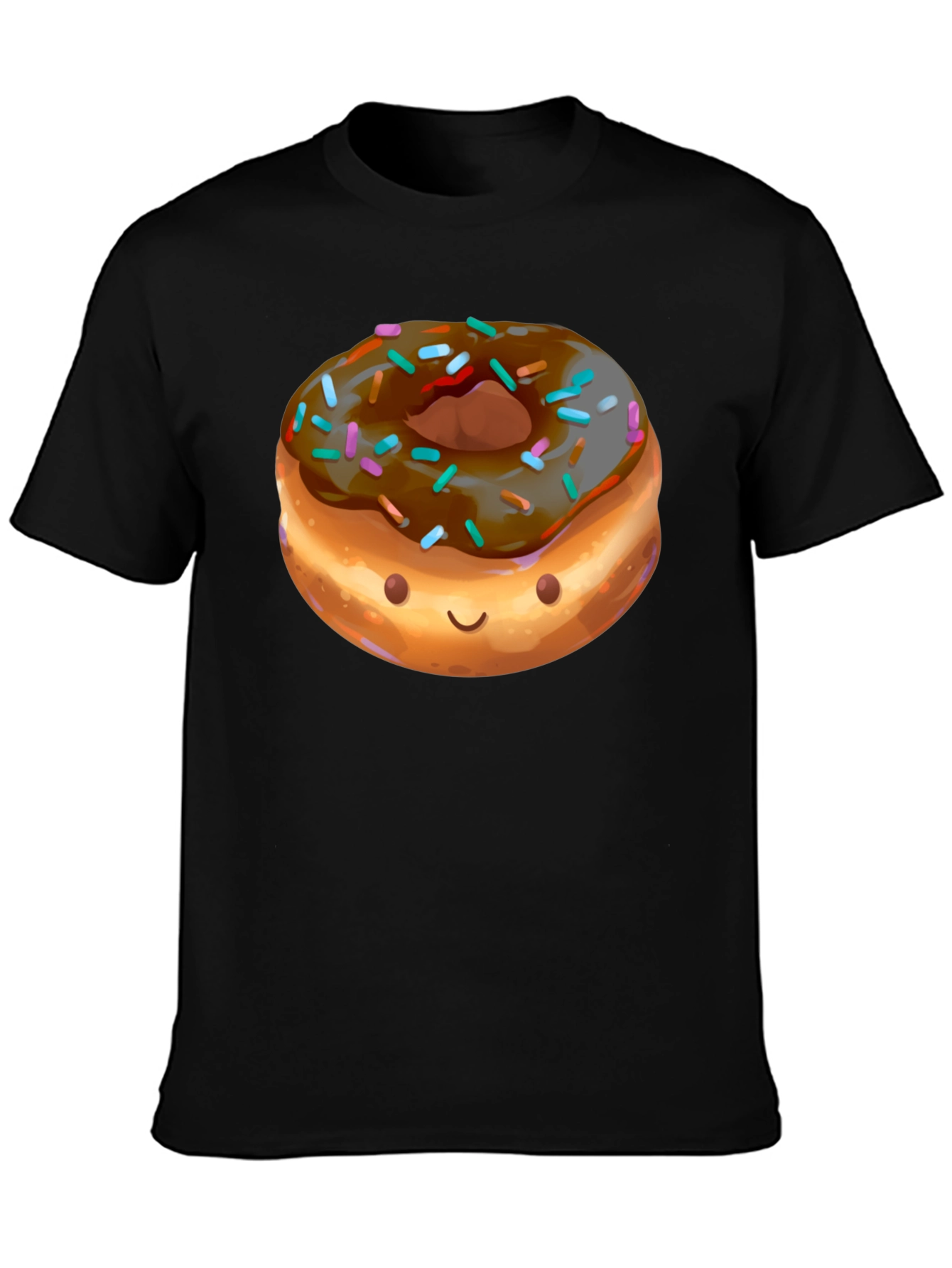 Funny Donut Graphic Black T-Shirt