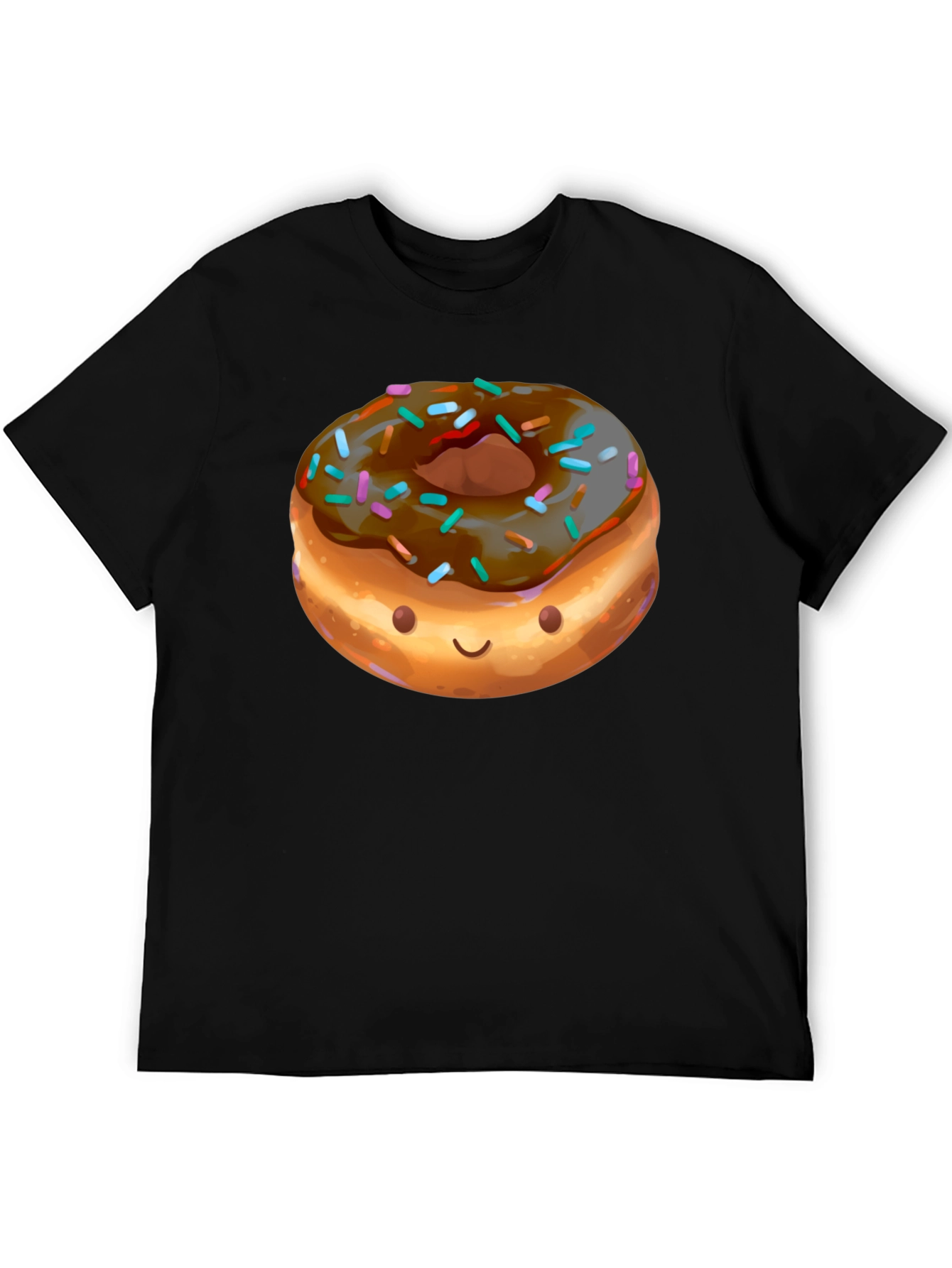 Funny Donut Graphic Black T-Shirt