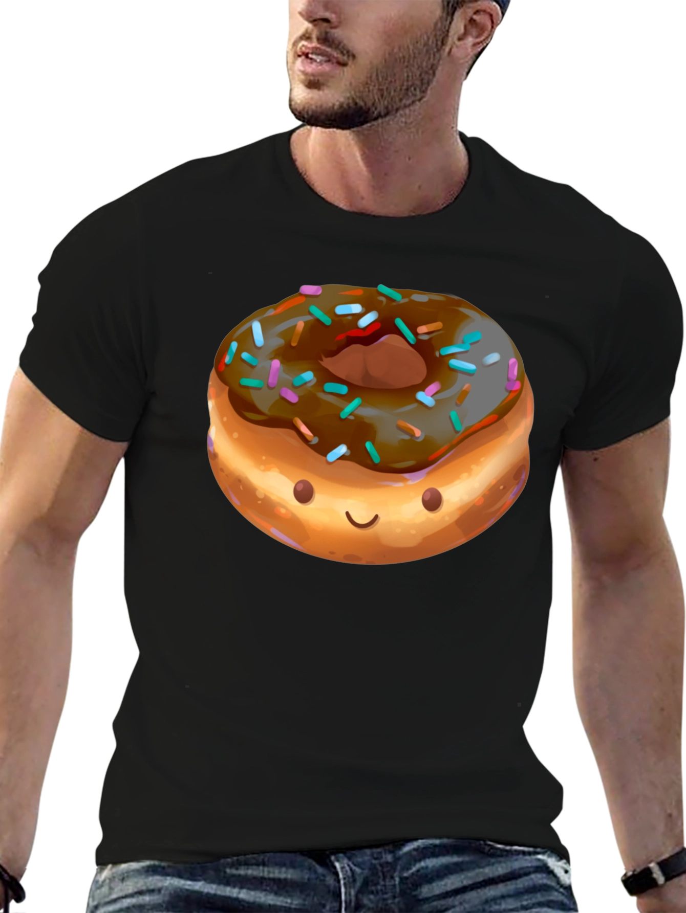 Funny Donut Graphic Black T-Shirt