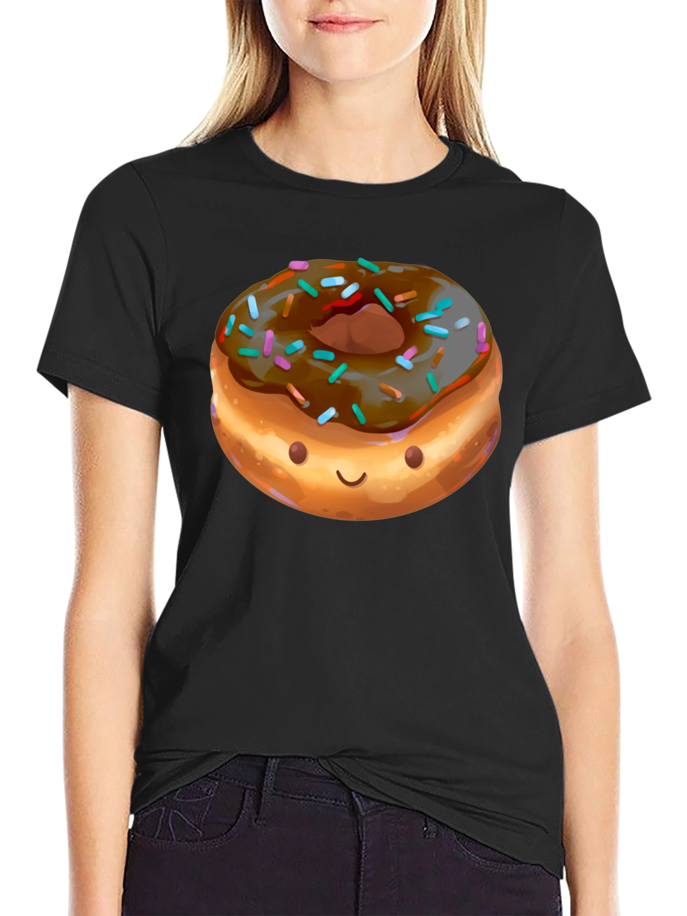 Funny Donut Graphic Black T-Shirt