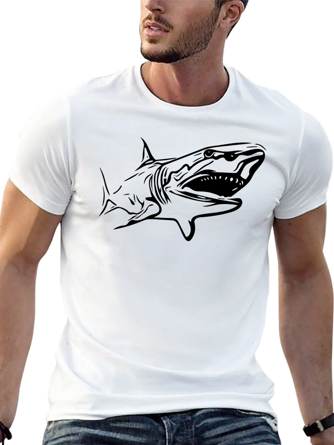 Mens Black Shark Graphic T-Shirt