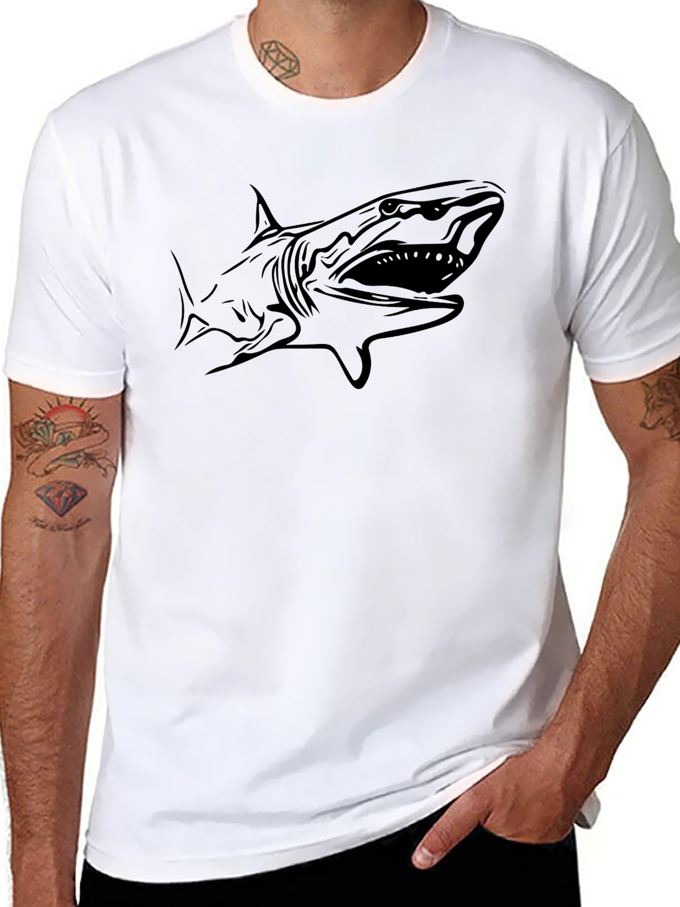 Mens Black Shark Graphic T-Shirt