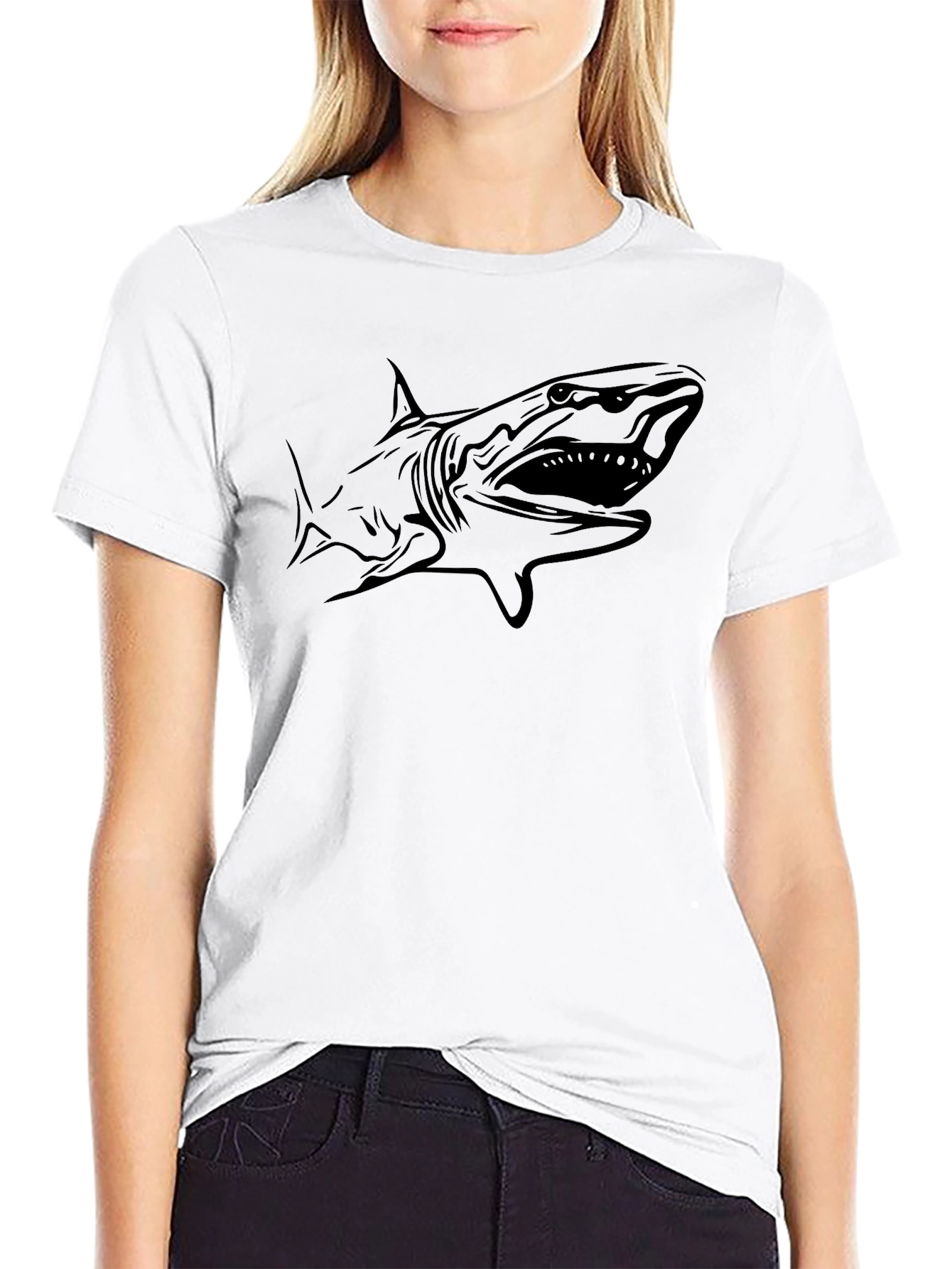 Mens Black Shark Graphic T-Shirt