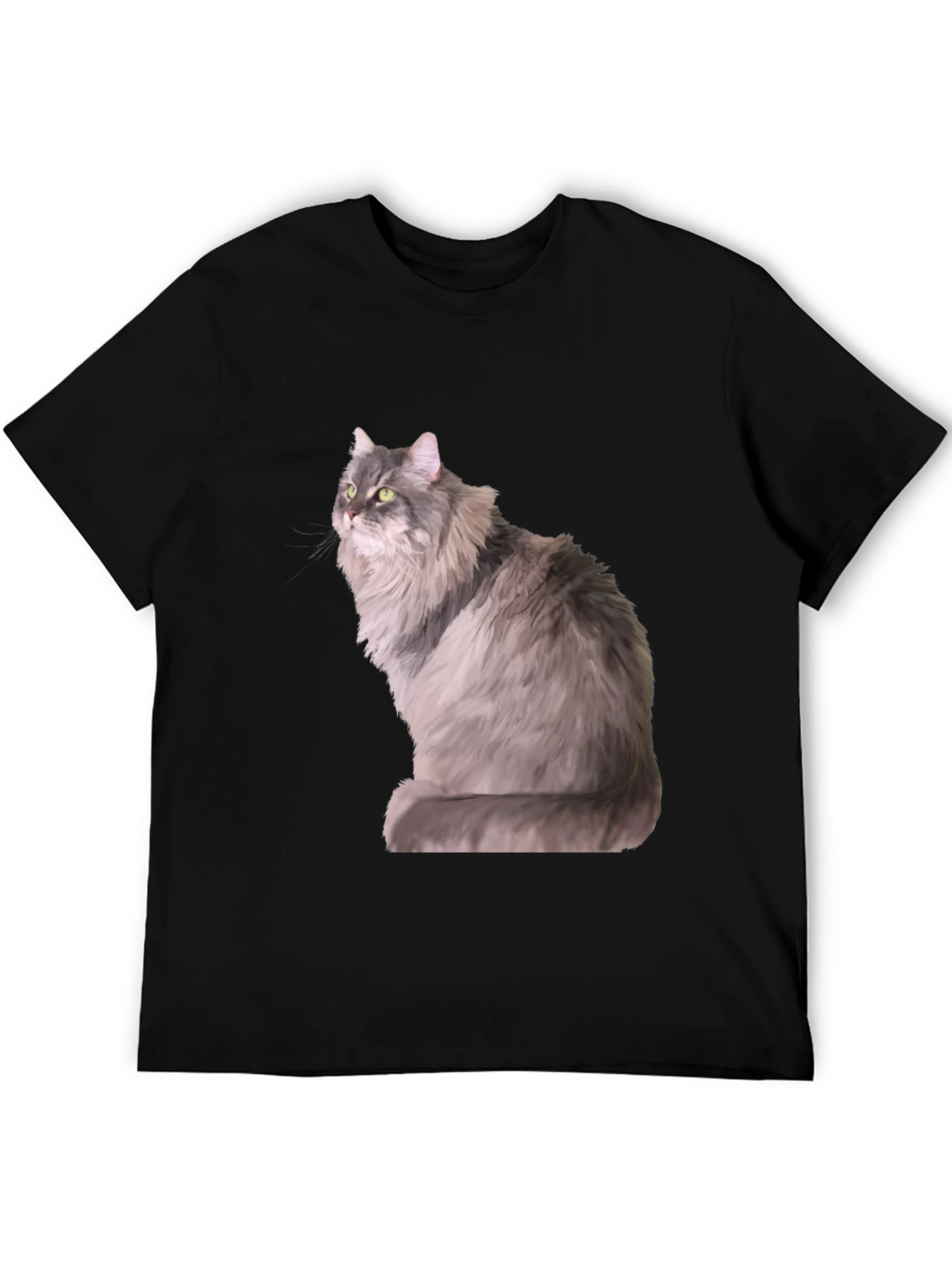 Cool Cat Graphic Tee - Trendy Mens Black T-Shirt