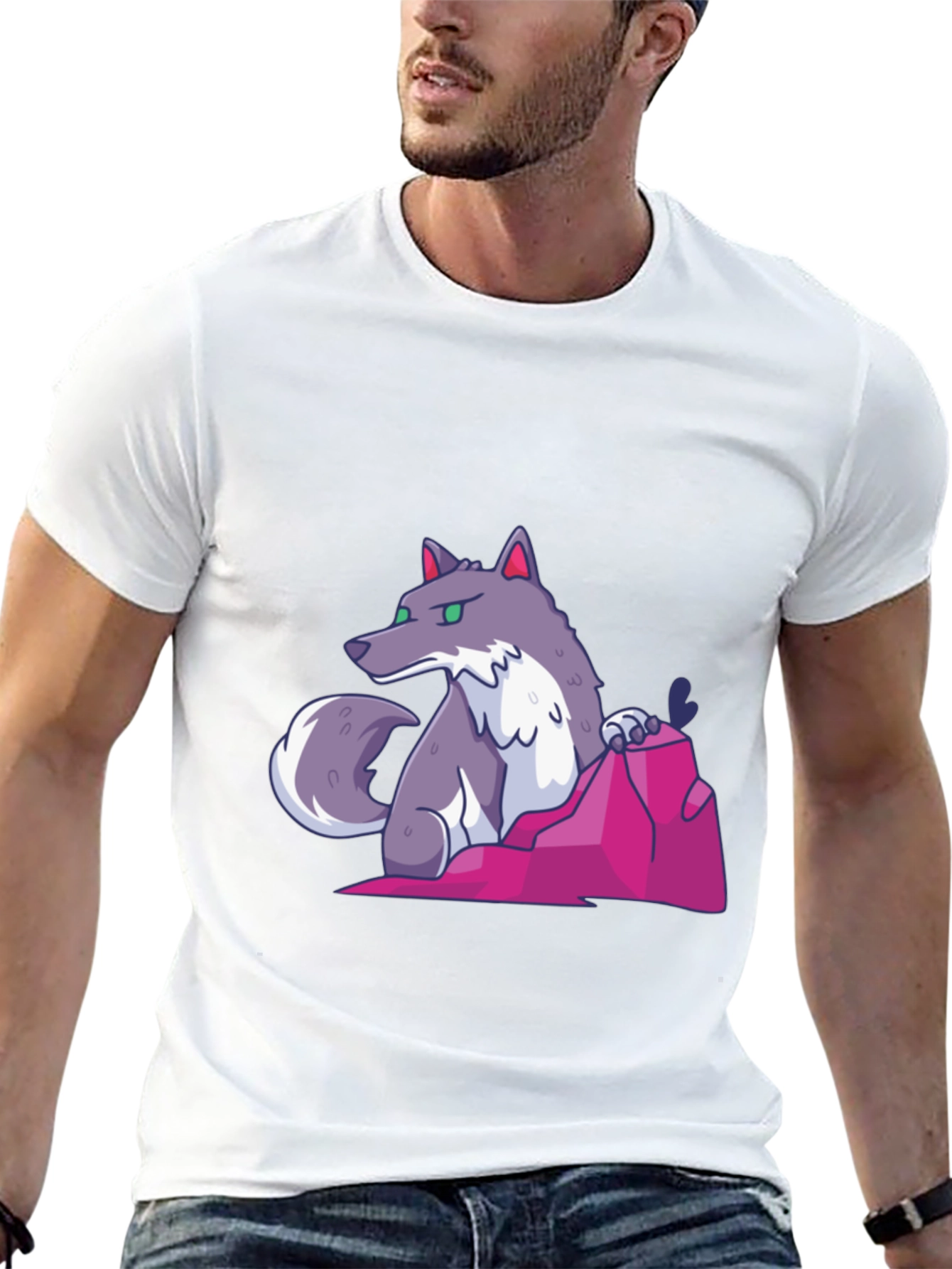 Cartoon Wolf Graphic Tee - Cool Casual Style
